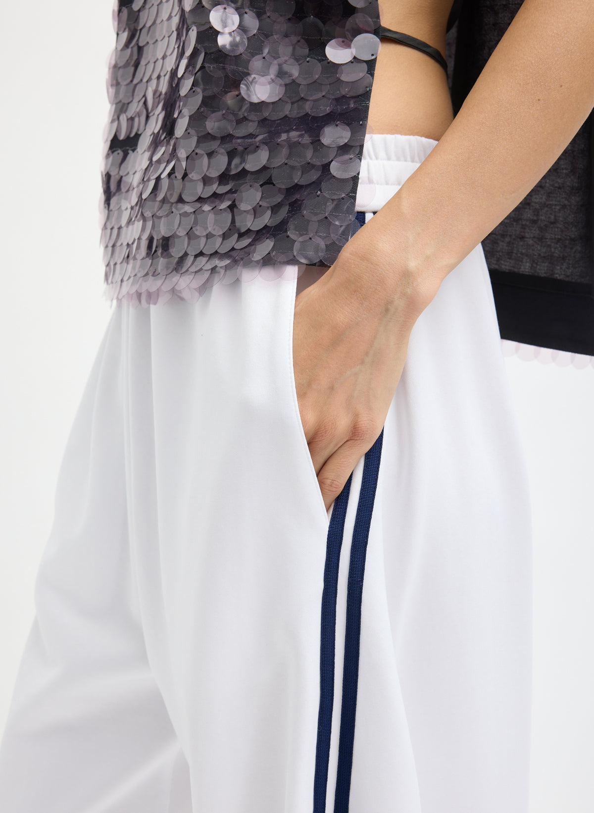 White Active Knit Winslow Pant - closeup of pocket detail