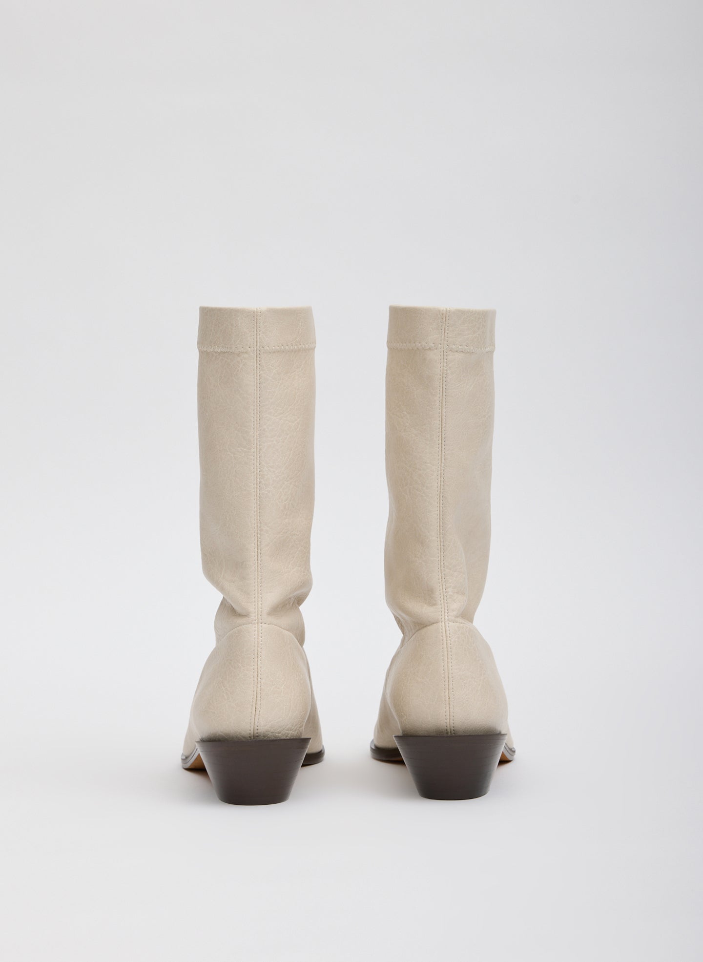 Off White Faux Leather Leo Boot - low ankle boot, back view