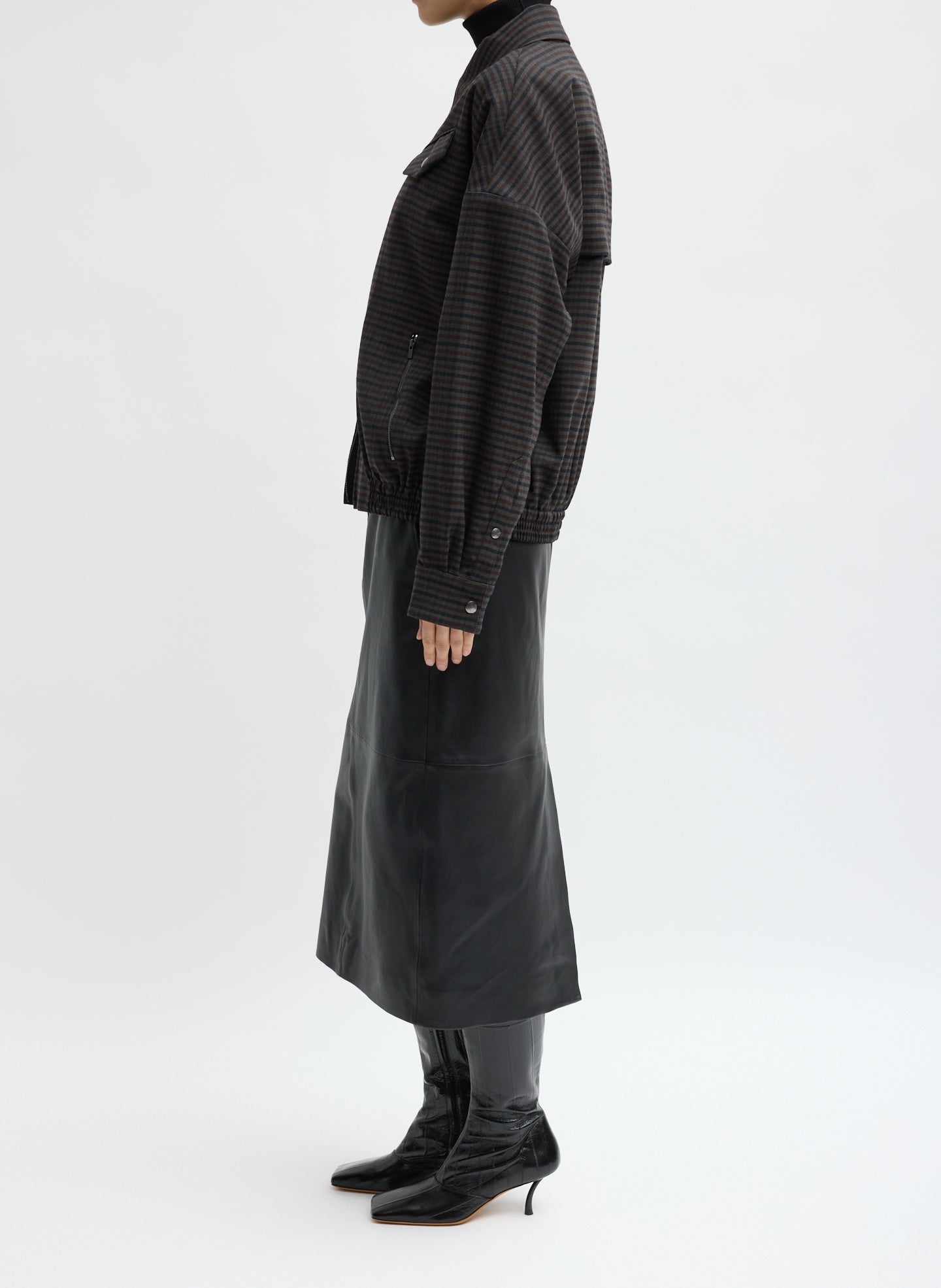 Plaid Cedric Suiting Bomber Jacket - side view on model