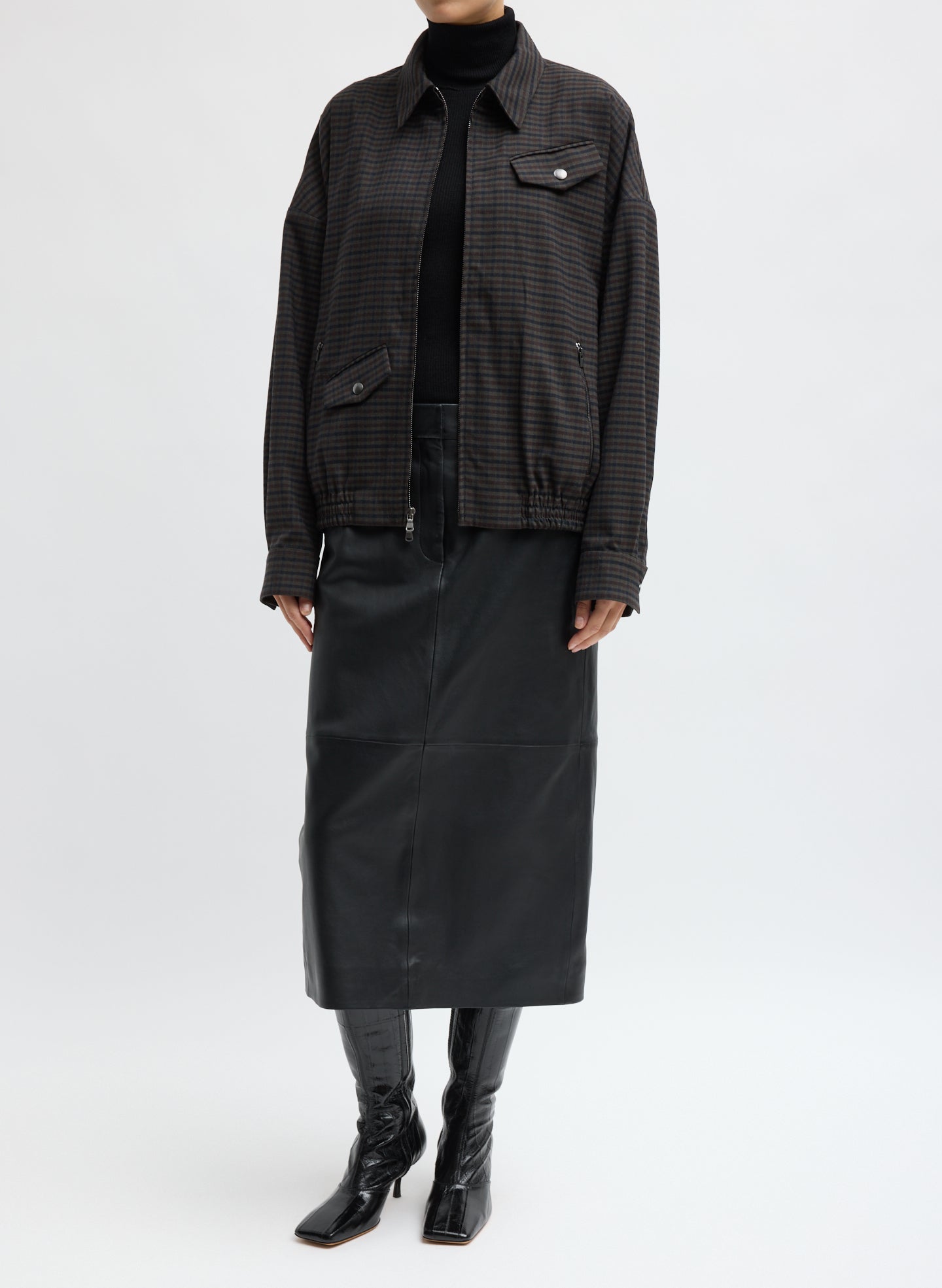 Plaid Cedric Suiting Bomber Jacket - front view on model
