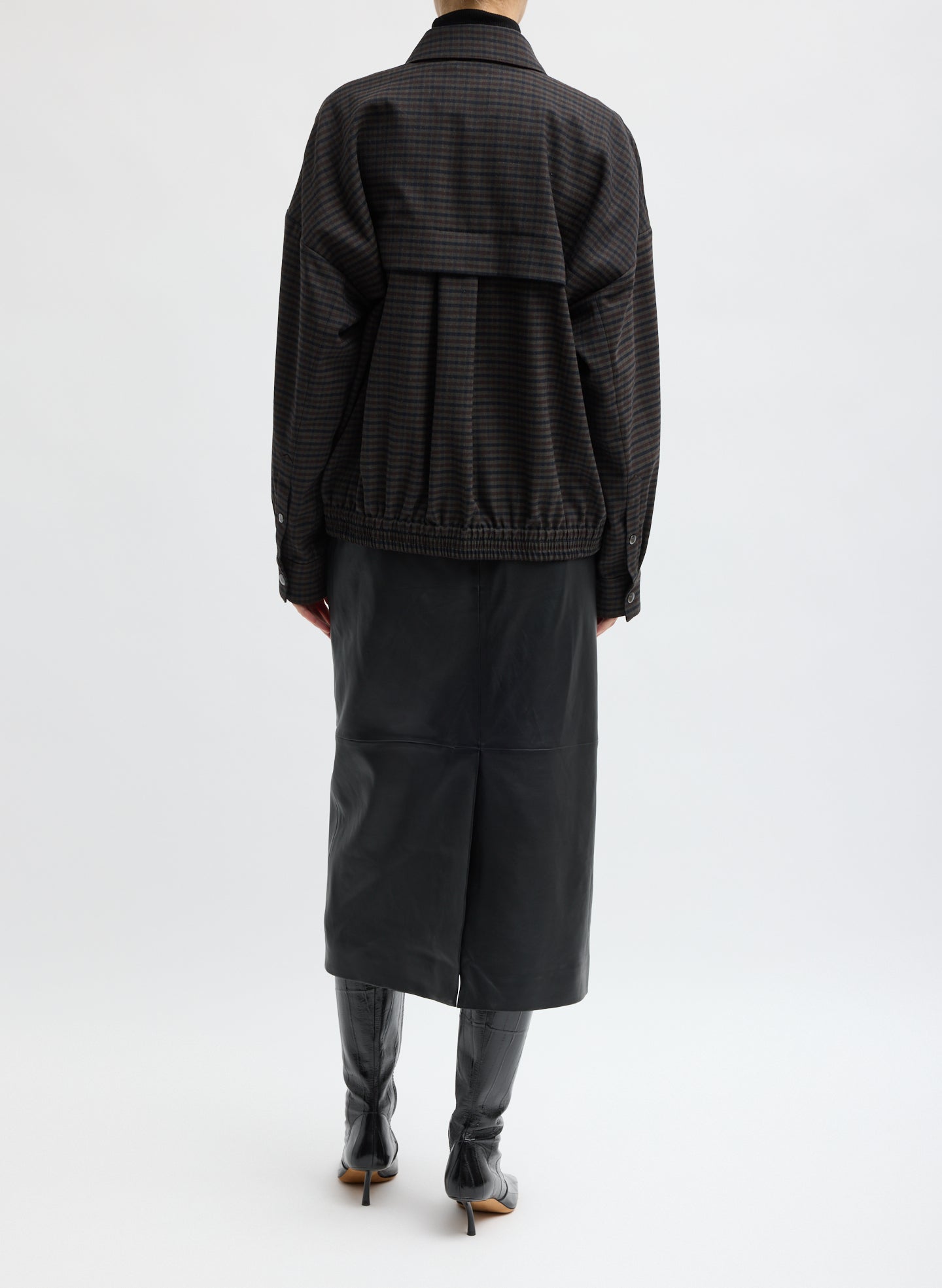 Plaid Cedric Suiting Bomber Jacket - back view on model