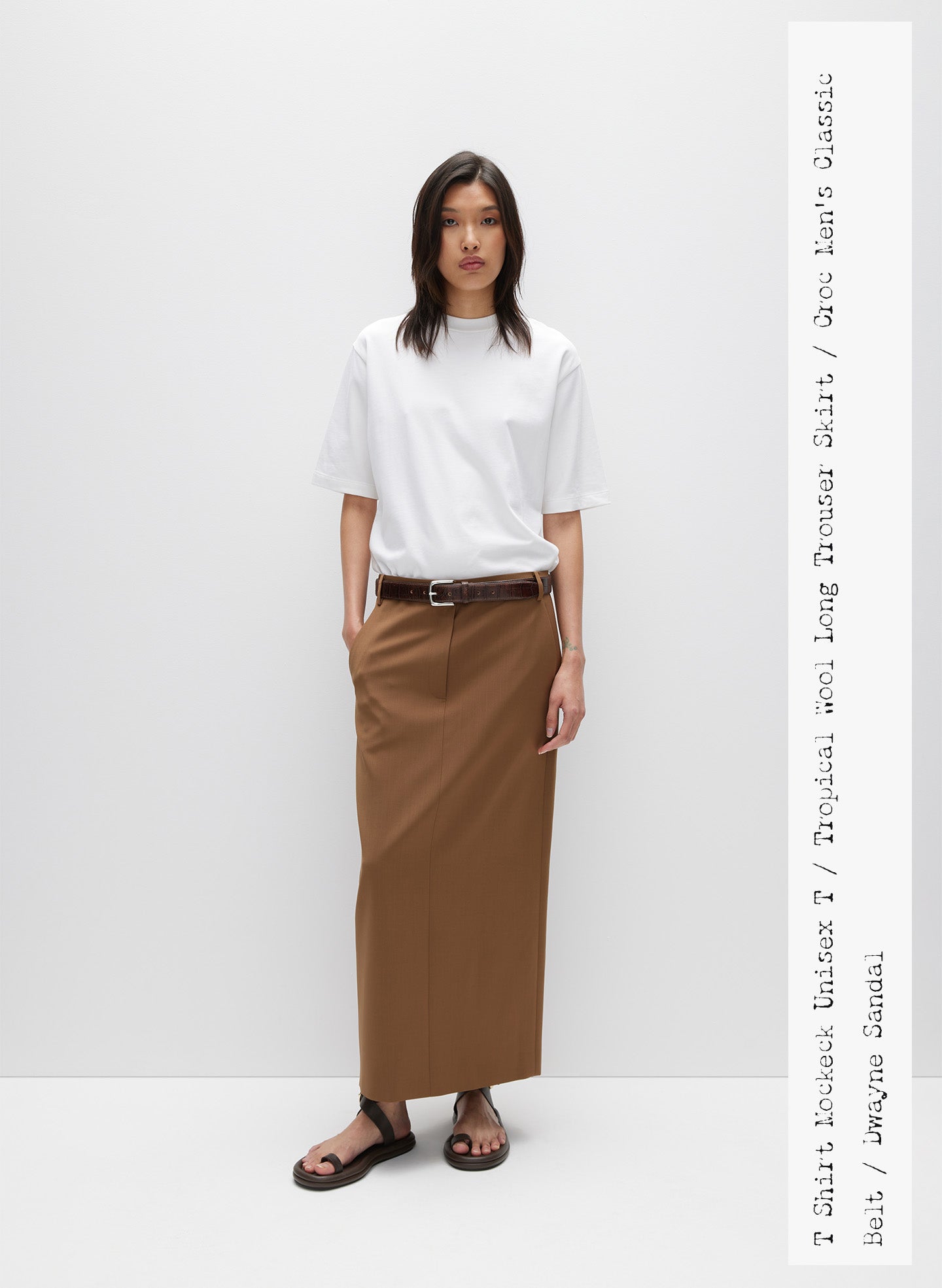 White Mock Neck Unisex T-Shirt - editorial campaign on model