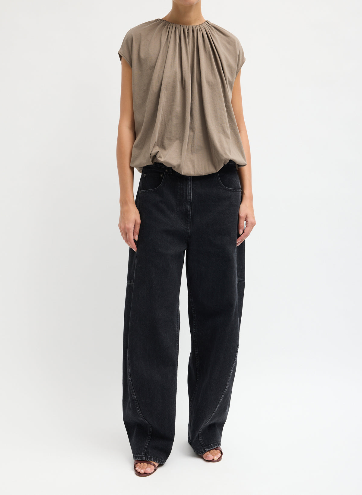 Shirred Neck Circular T-Shirt