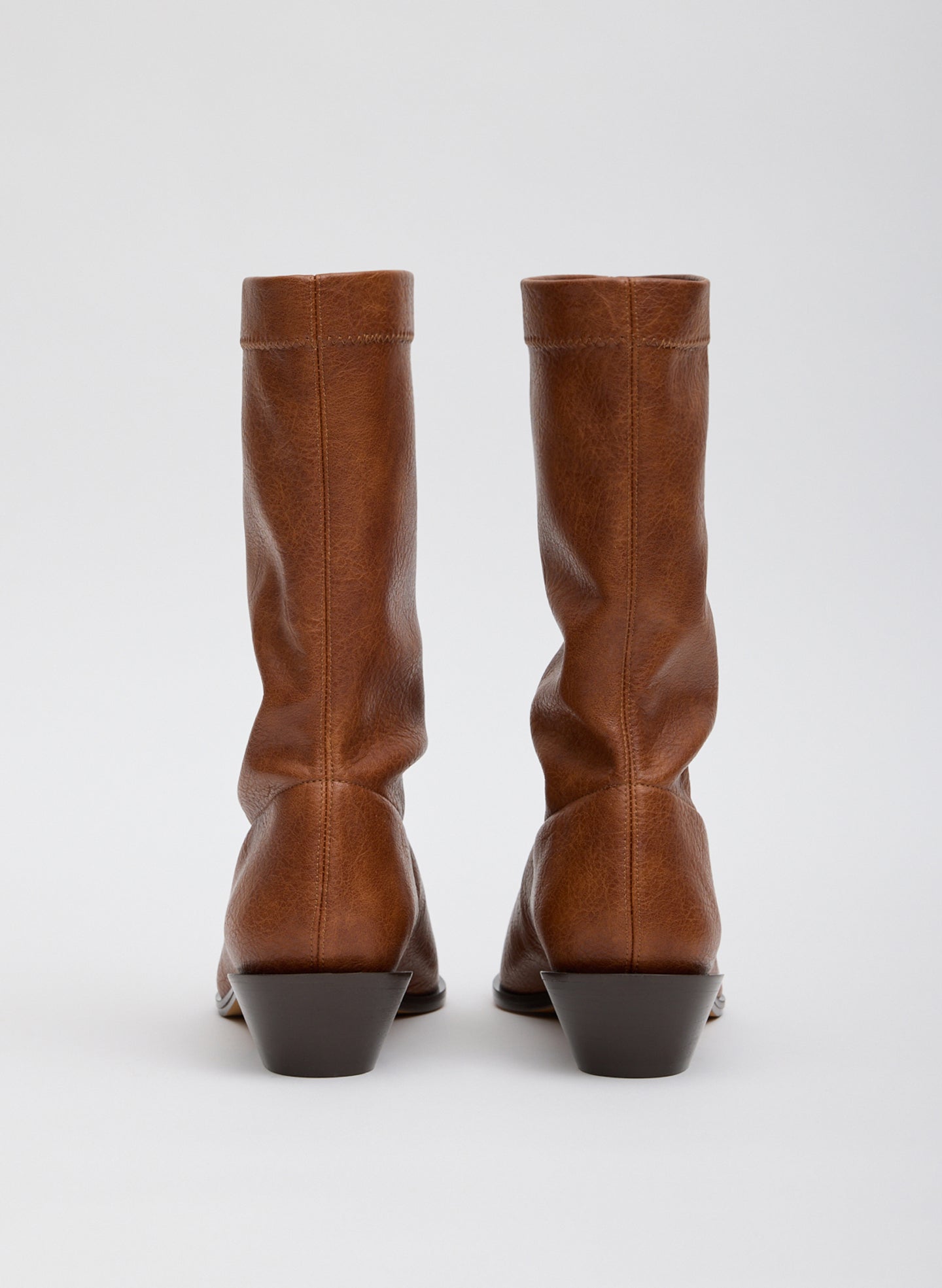 Cognac Brown Faux Leather Leo Boot - low ankle boot, back view