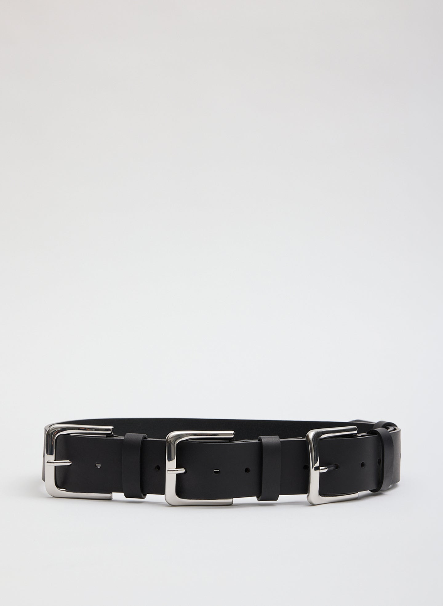 Black Triple Buckle Arthur Leather Belt
