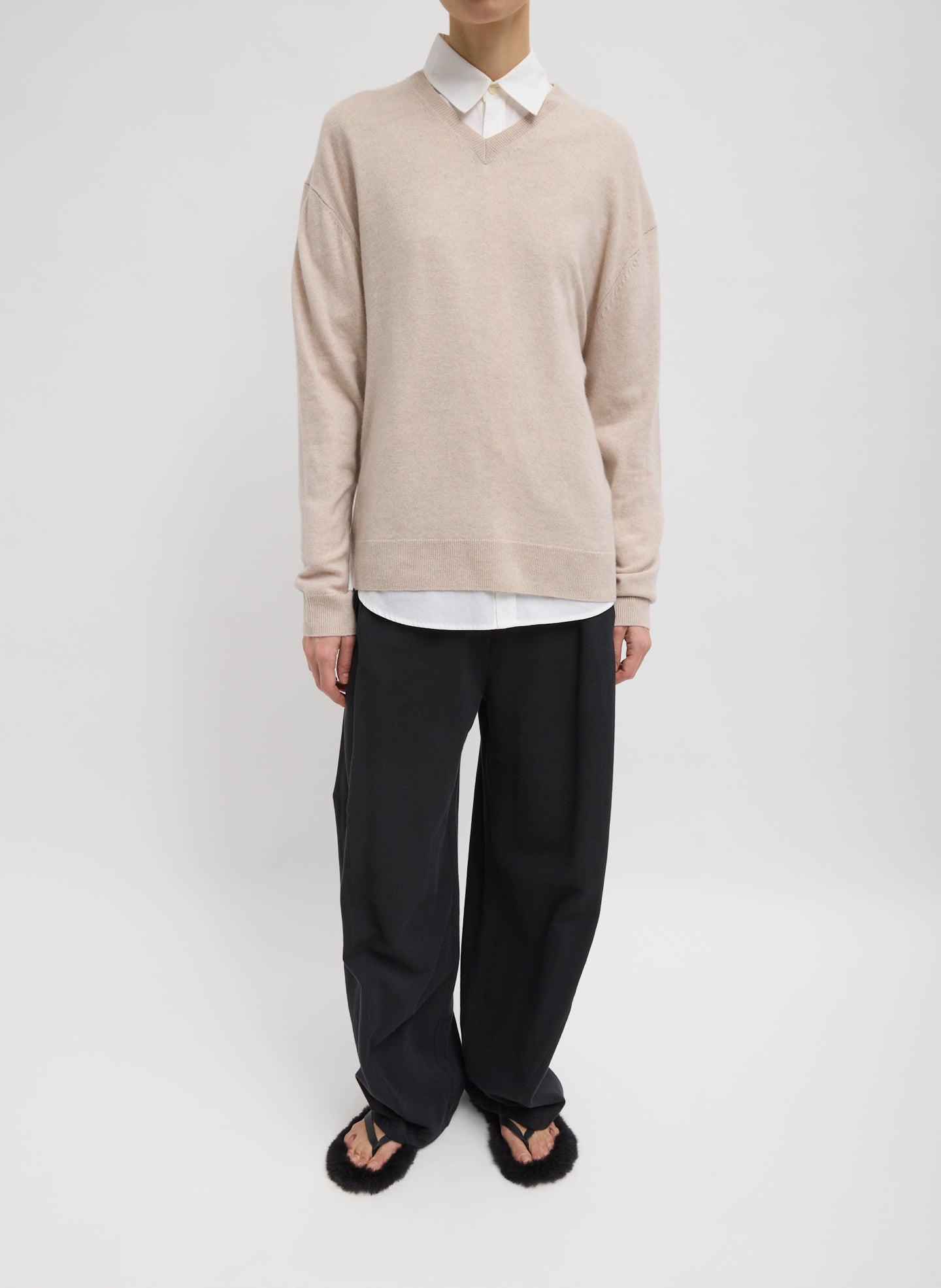 Black Light Weight Sweatshirting Winslow Pant - full look, front view on model