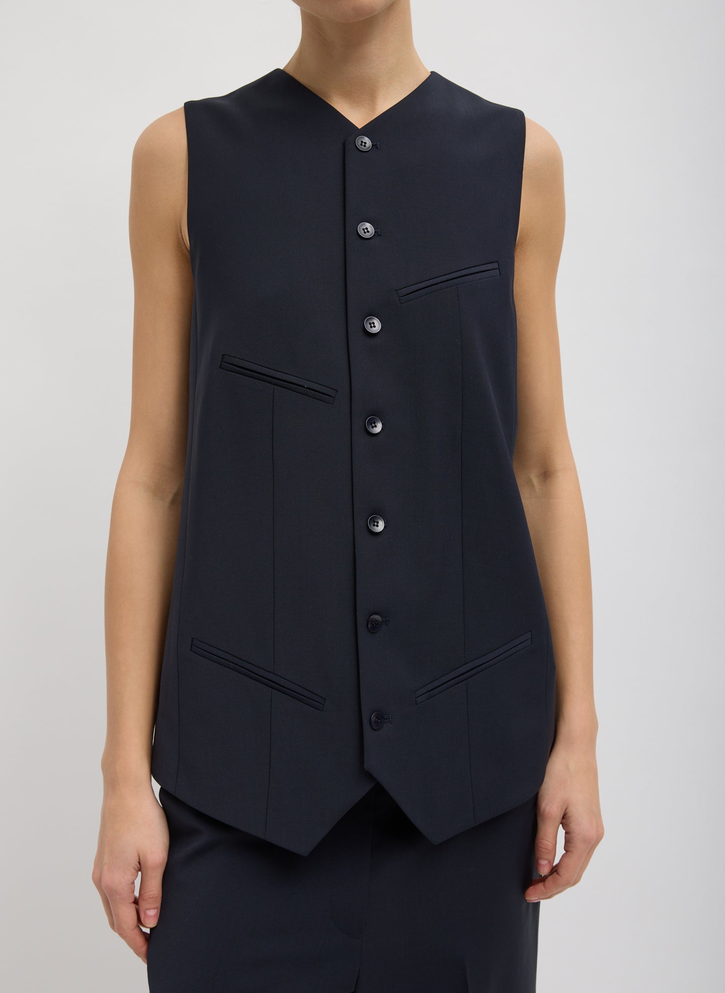 Tropical Wool Easy Vest – Tibi Official - Main Image