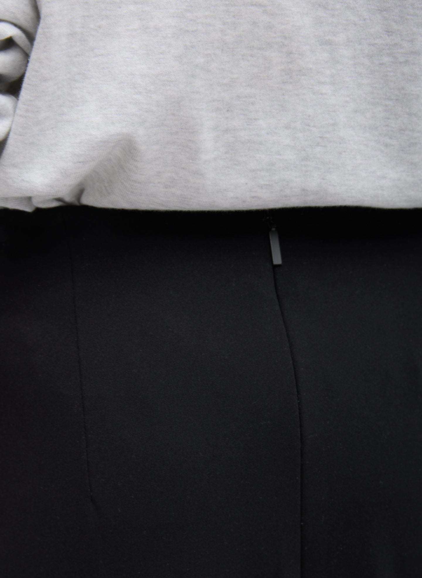 Black Compact Ultra Stretch Knit Pencil Skirt - closeup of zip detail at back