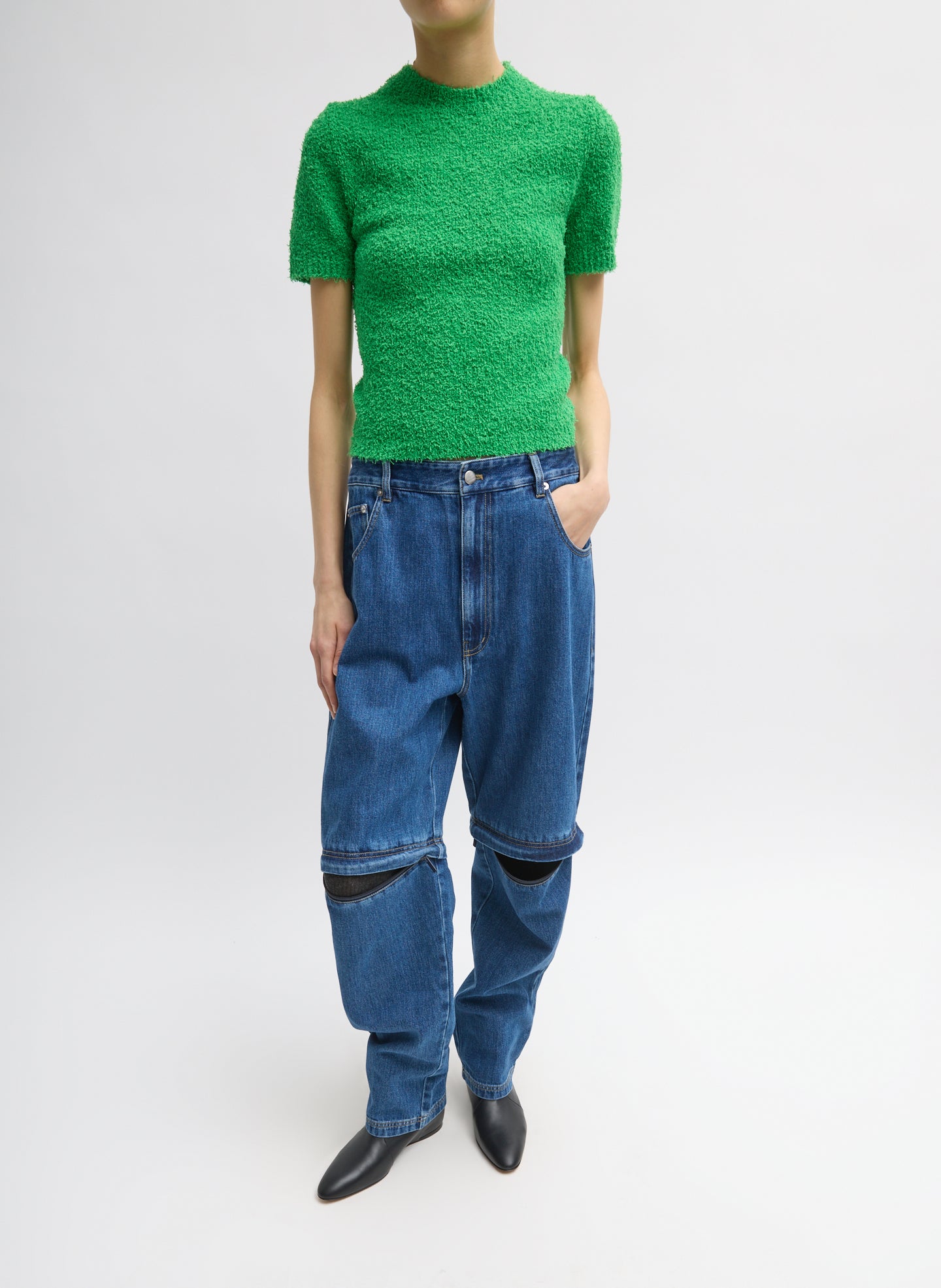 Green Serviette Baby T-Shirt - full look, front view on model