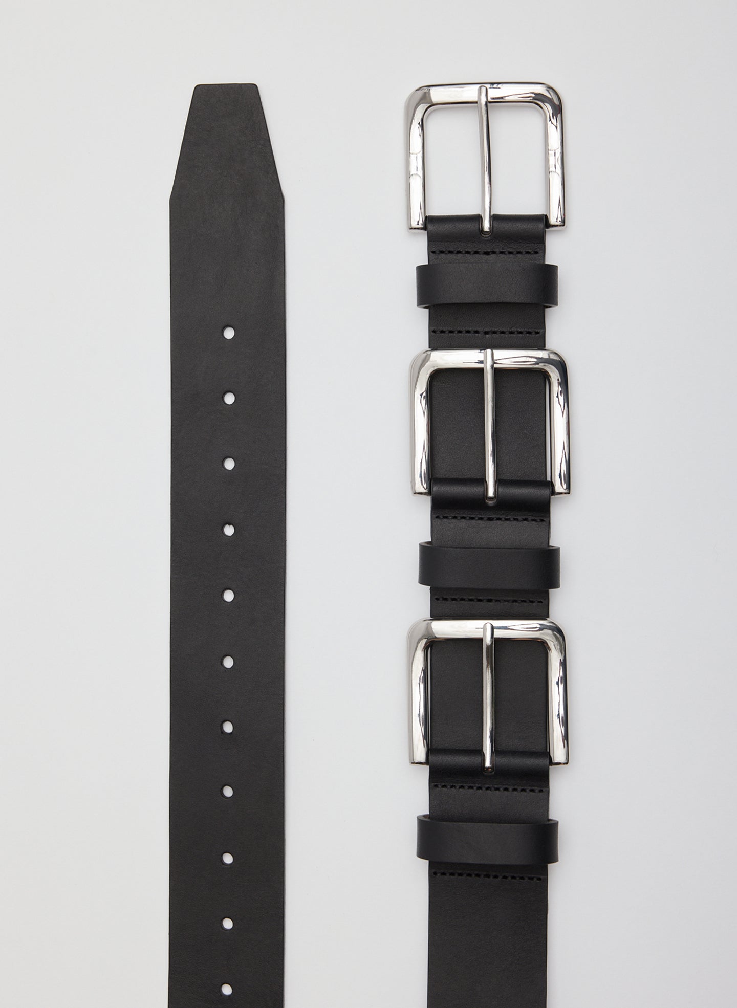 Black Triple Buckle Arthur Leather Belt