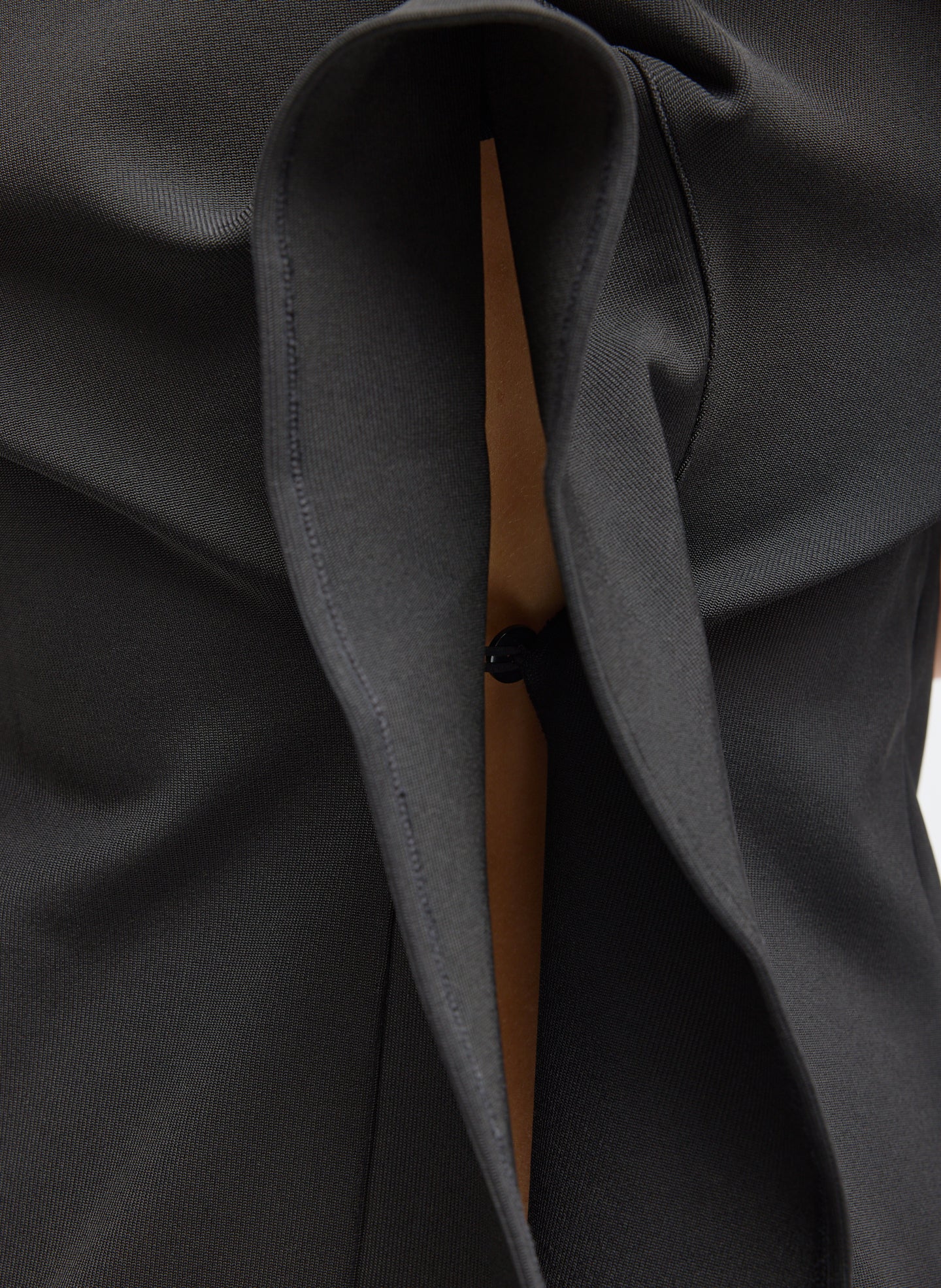 Black Luxe Crepe Knit Easy Tunic Top - closeup of back detail
