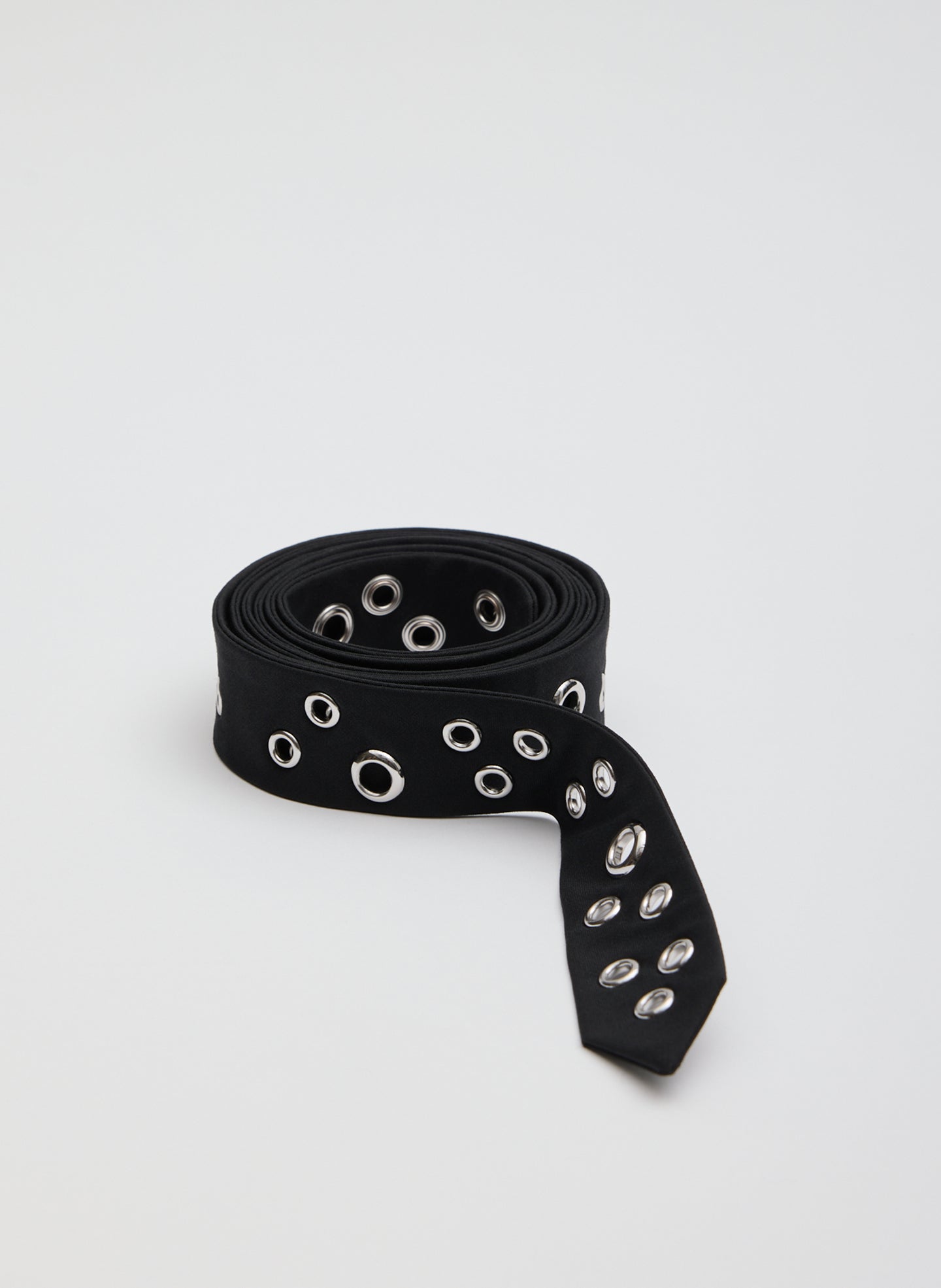 Black Recycled Tropical Wool Grommet Tie