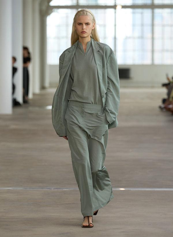 Silk Nylon Maxi Skirt - Pumice Grey-3