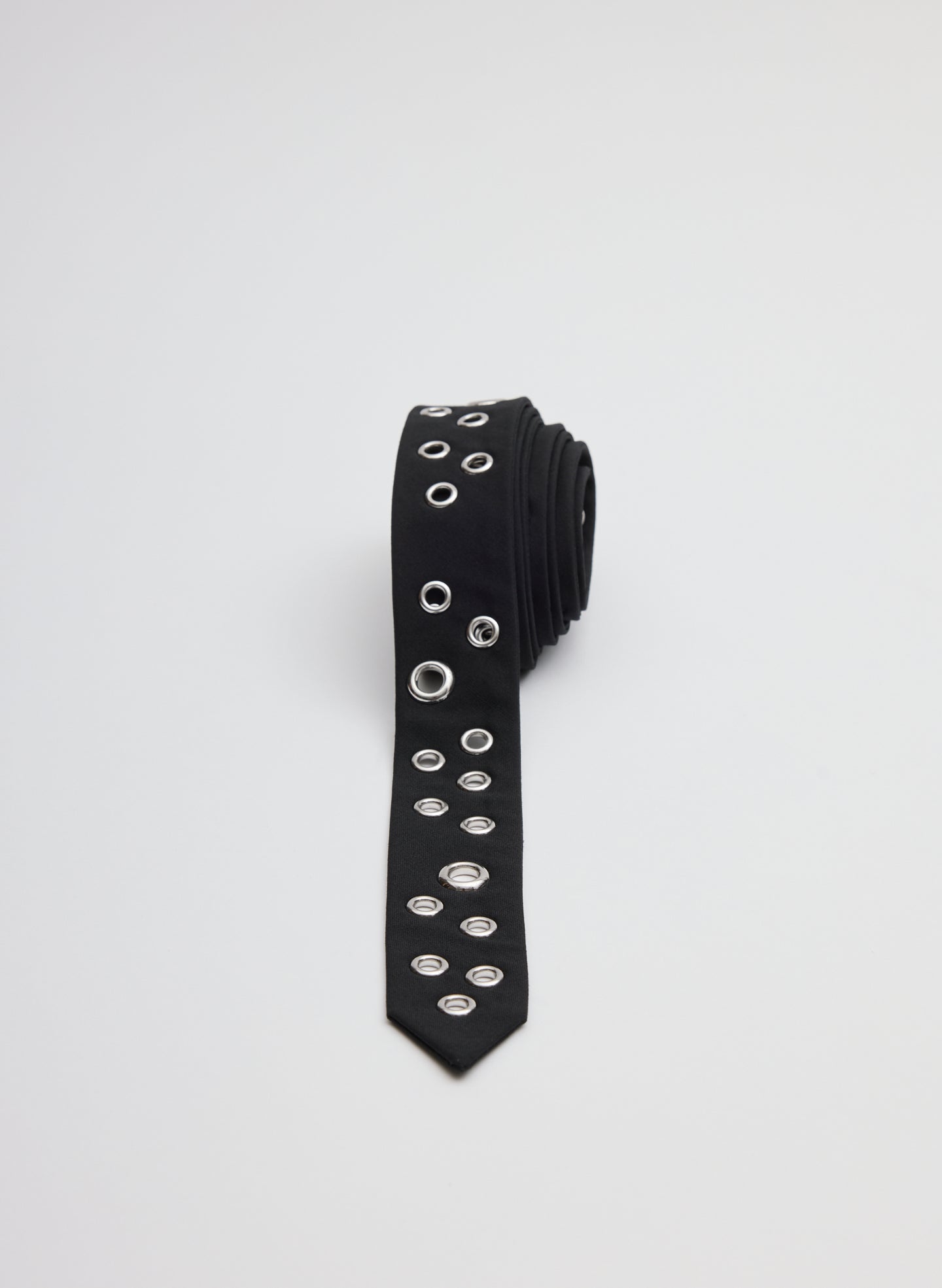 Black Recycled Tropical Wool Grommet Tie
