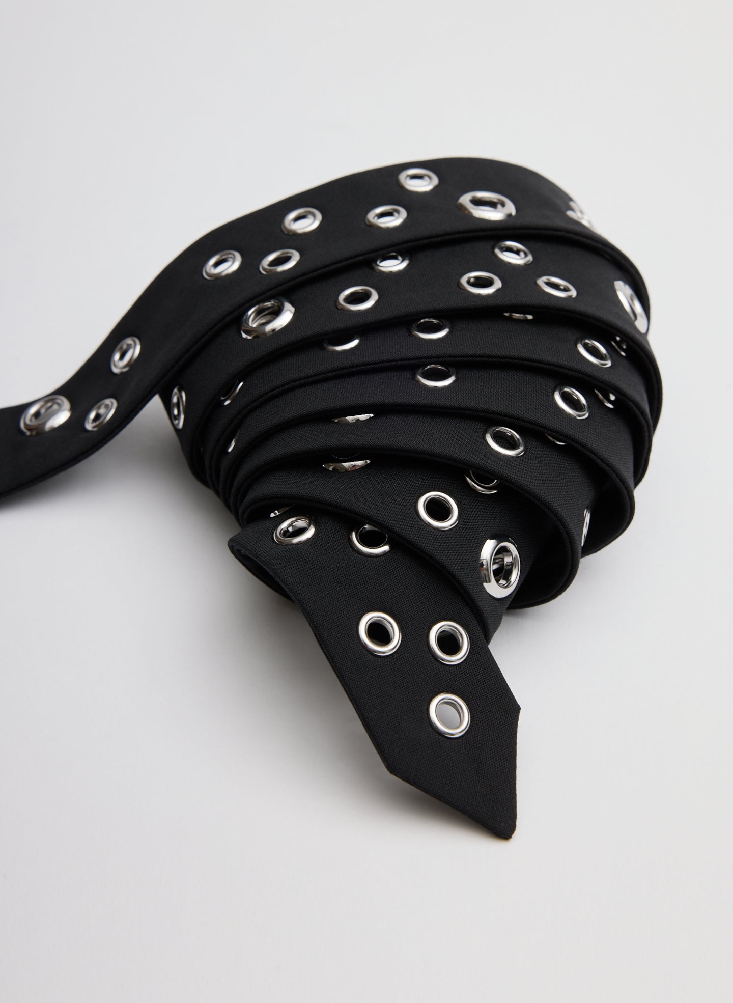 Black Recycled Tropical Wool Grommet Tie