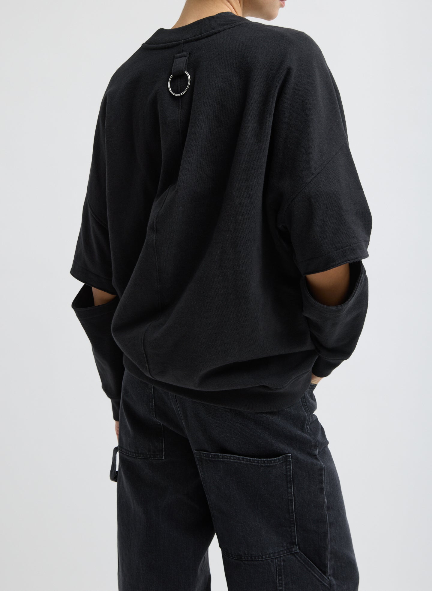 Black Cocoon Crewneck Sweatshirt - back view on model