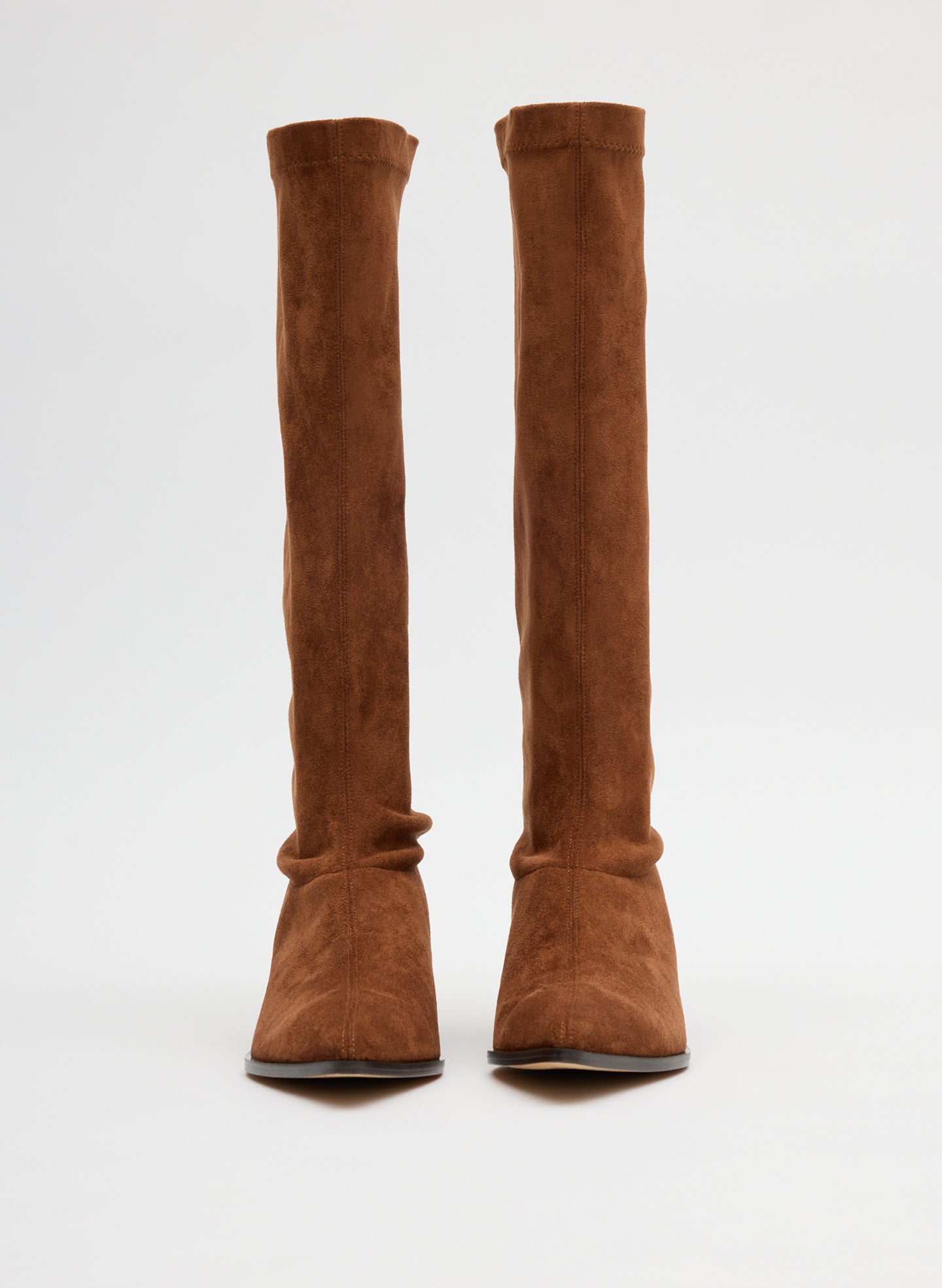 Brown Suede Bronson - knee high boot, front view