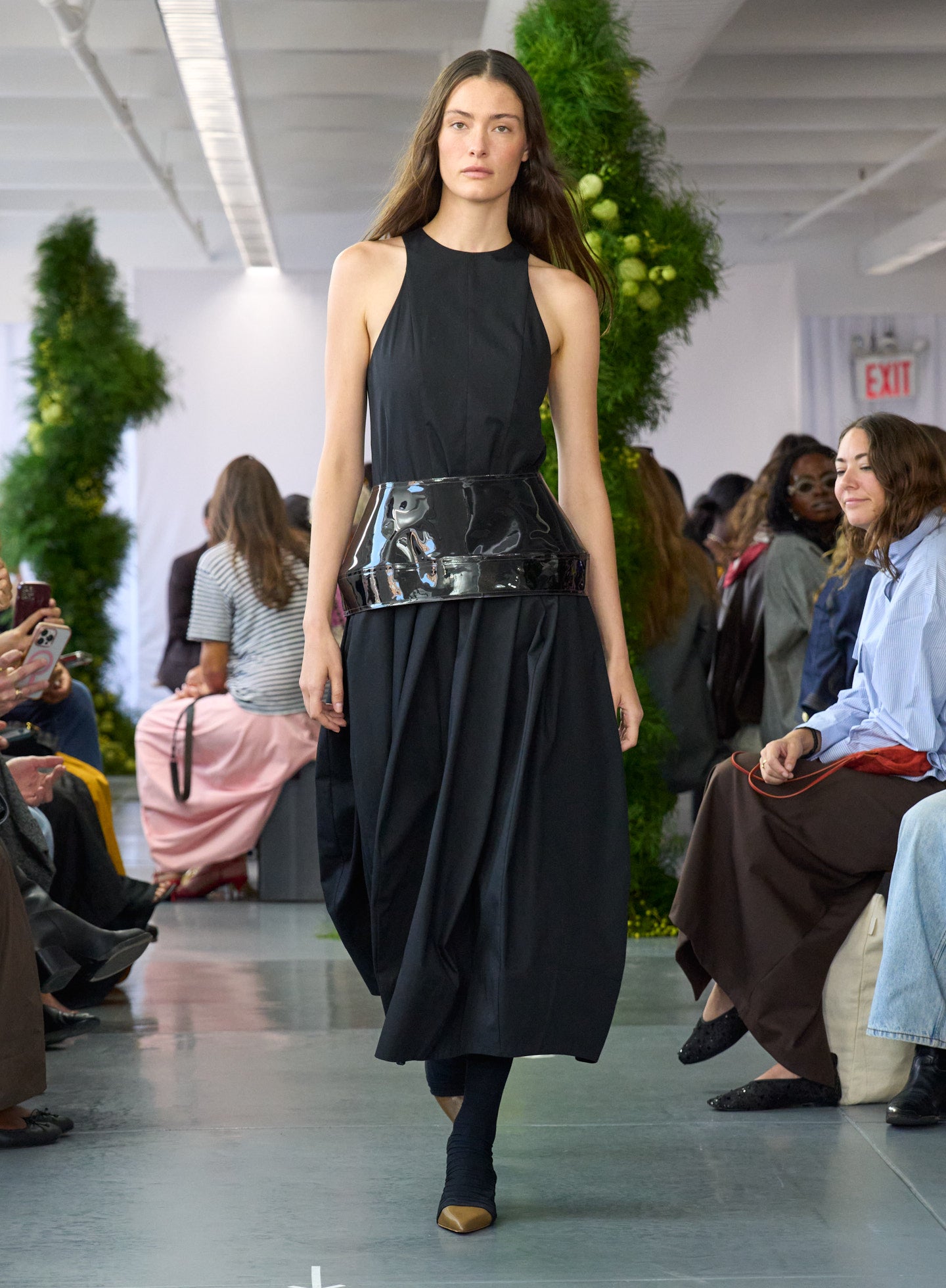 Sheer Black Peplum Belt - runway shot on model