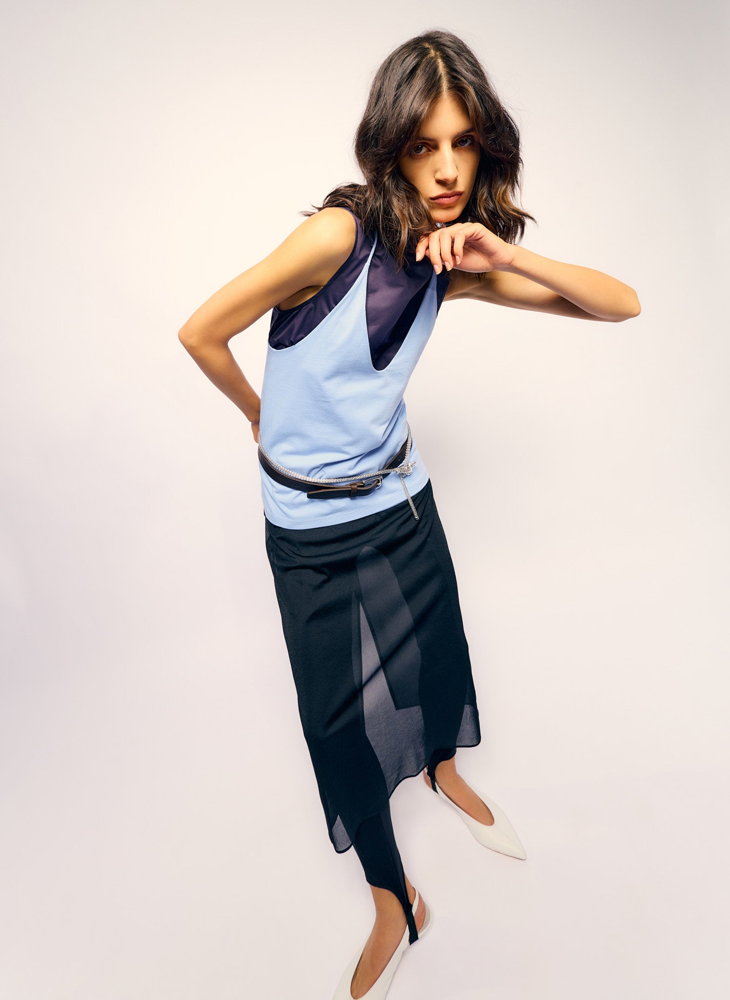 Light Blue Racerback Tank - editorial campaign on model