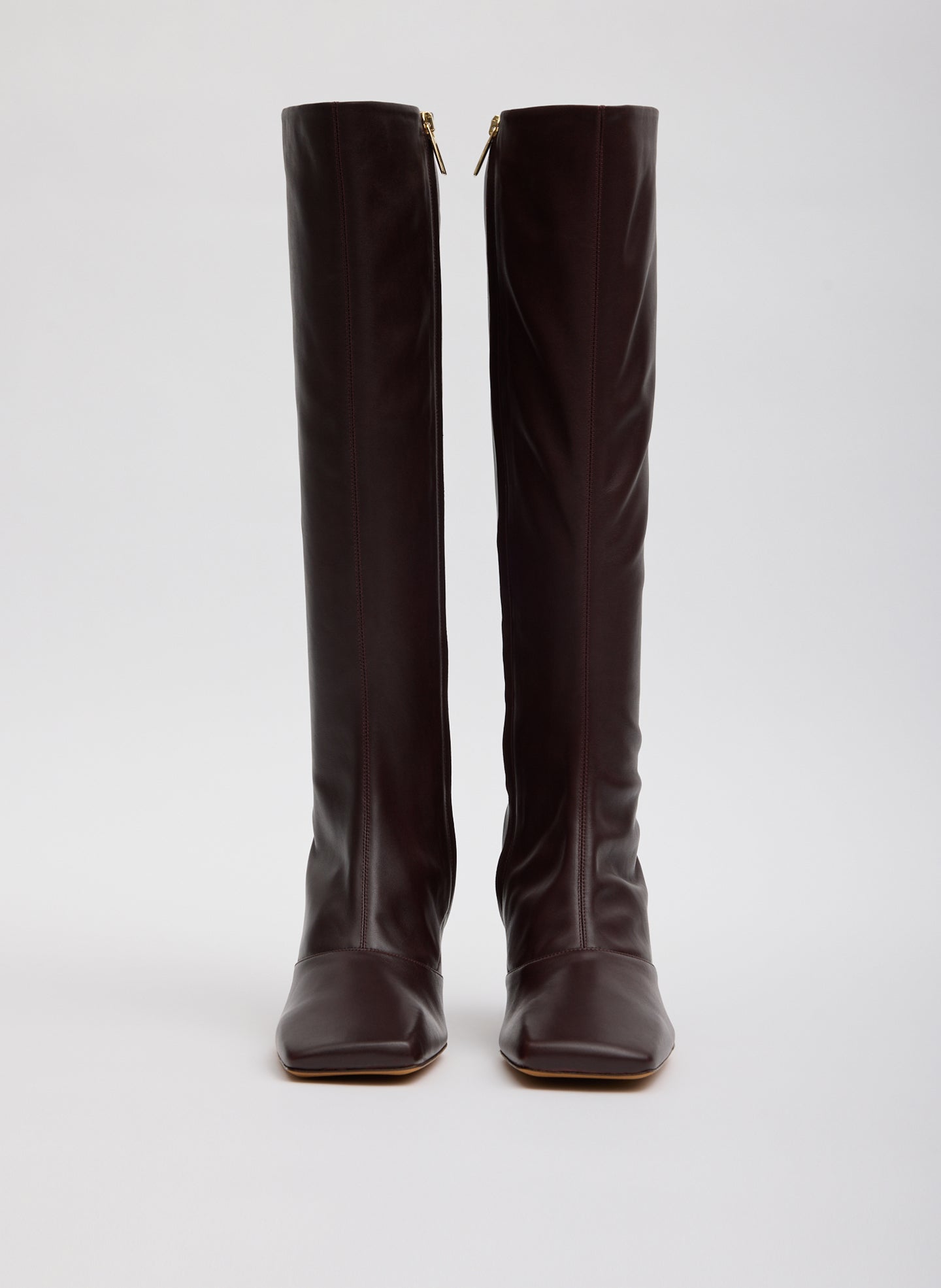 Burgundy Brannon Leather Heeled Boot - tall boot - front view