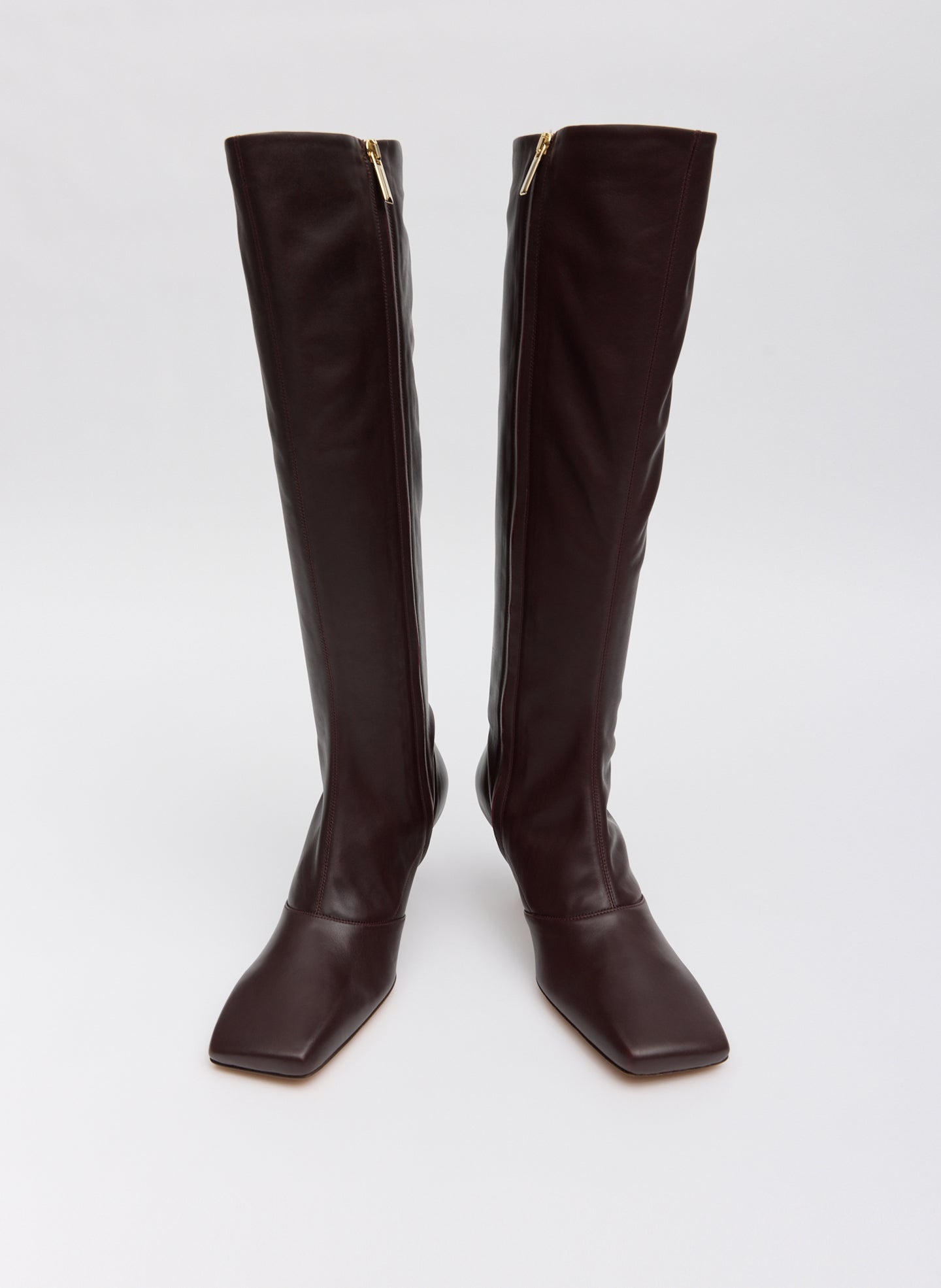 Burgundy Brannon Leather Heeled Boot - tall boot - front view