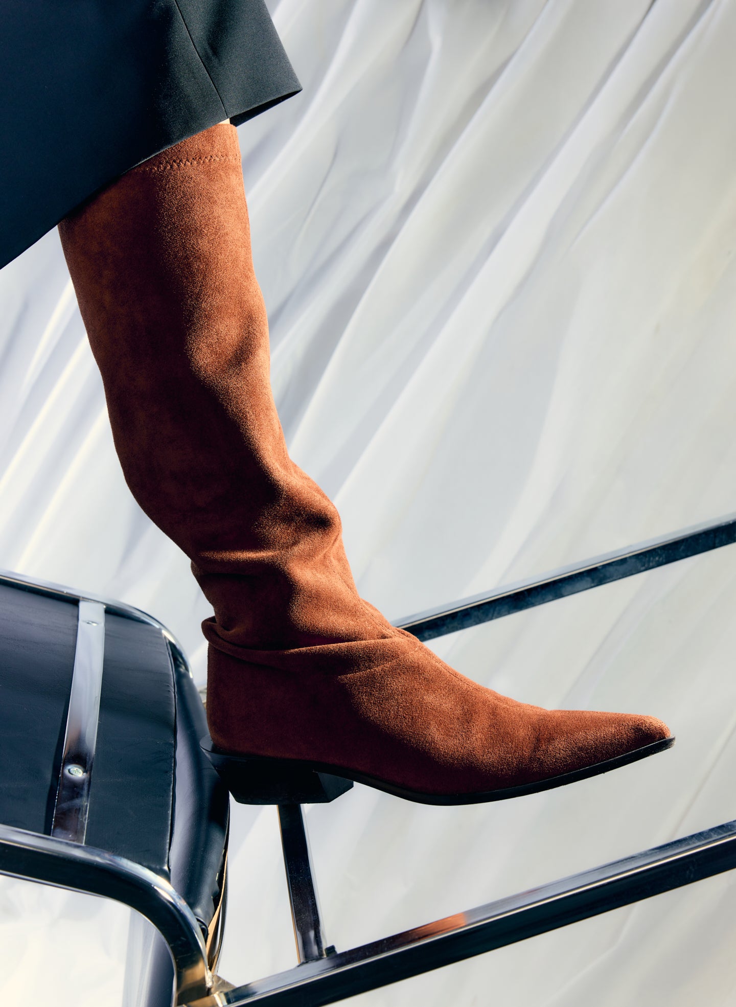 Brown Suede Bronson - editorial campaign on model