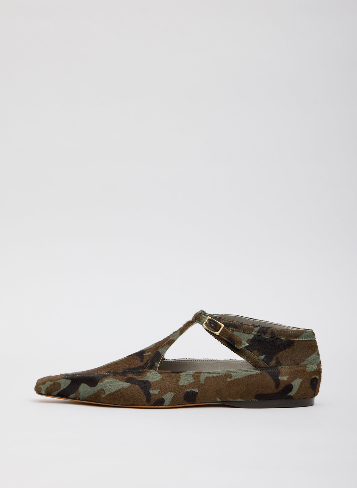 Green Camouflage Print Somerset Flat - pointed toe flat, side view