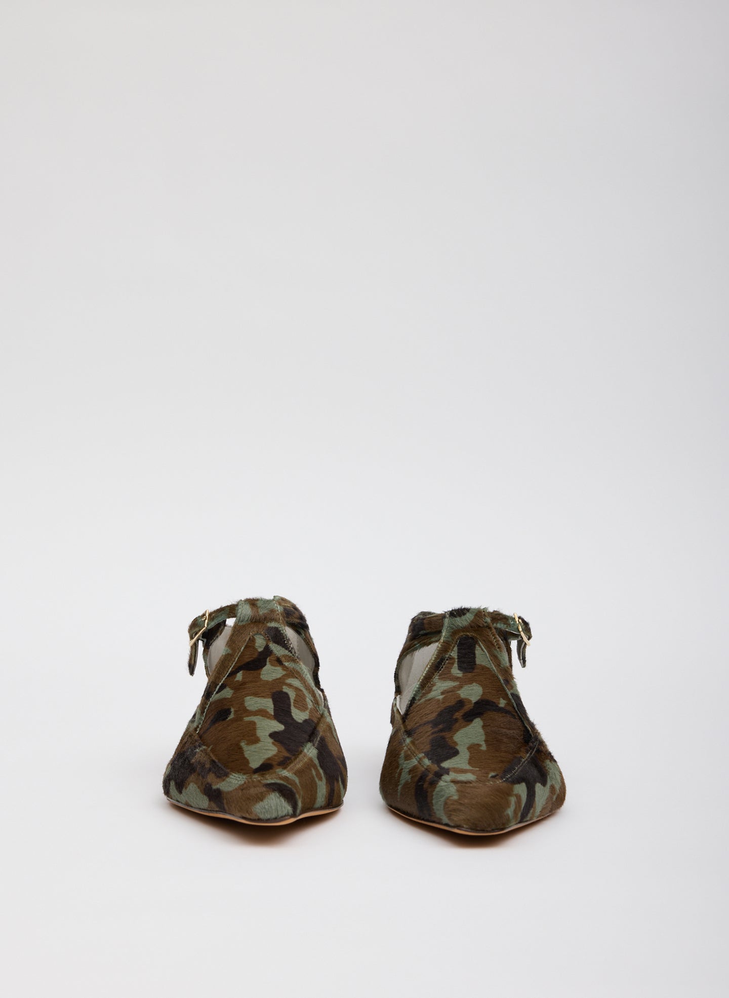 Green Camouflage Print Somerset Flat - pointed toe flat, front view