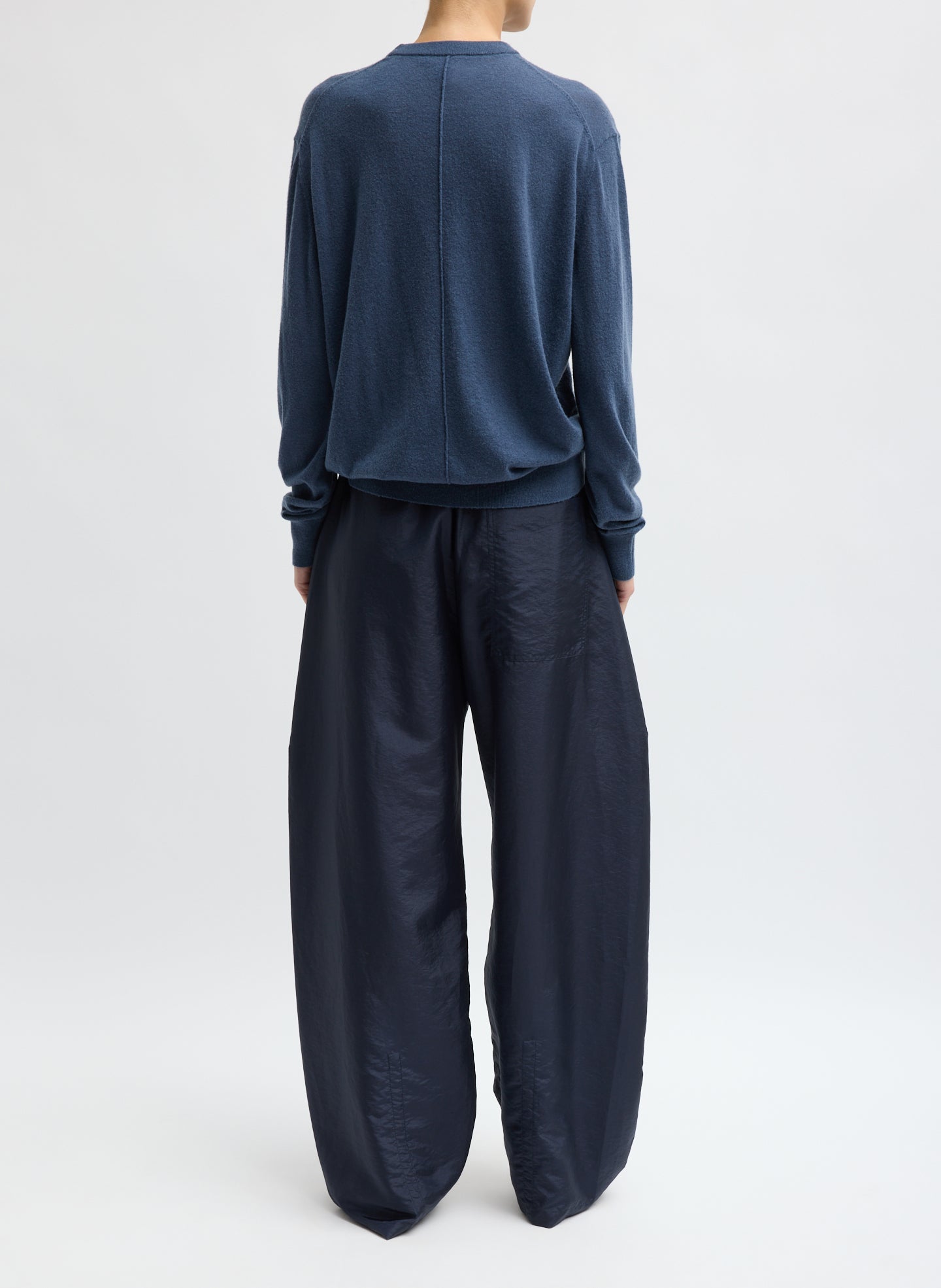 Navy Crispy Nylon Winslow Pant - back view on model