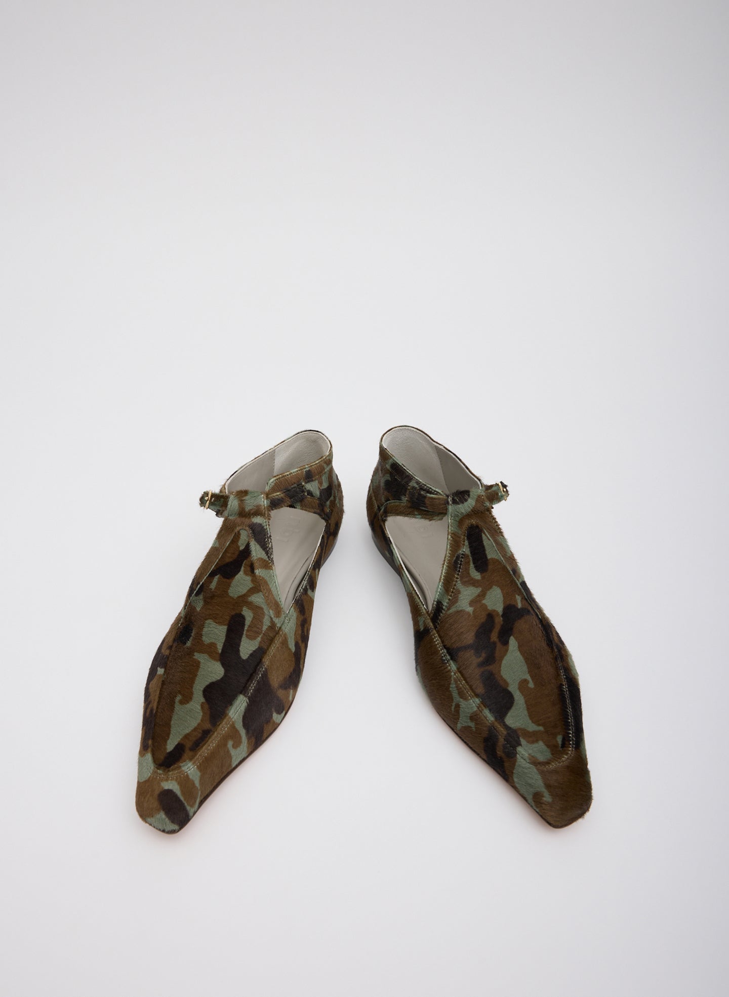 Green Camouflage Print Somerset Flat - pointed toe flat, front view