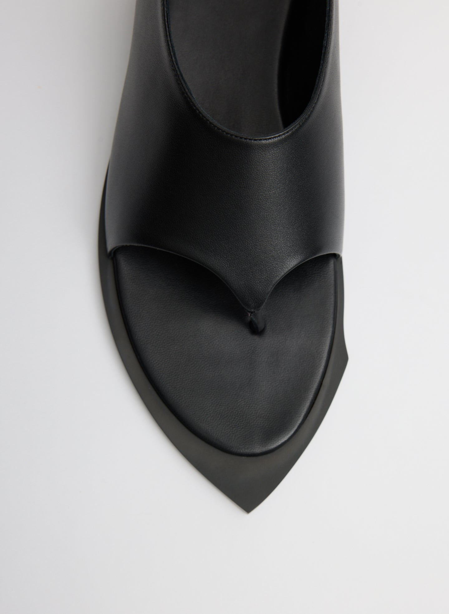 Black Leather Gerard Sandal - closeup of toe detail