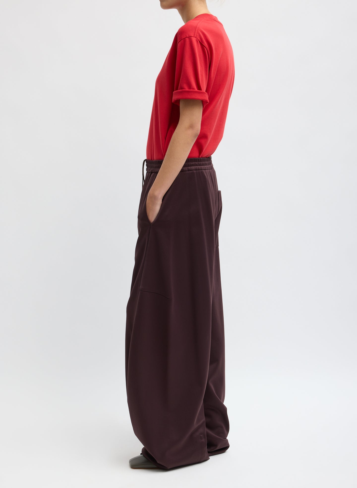 Brown Active Knit Winslow Pant - side view on model