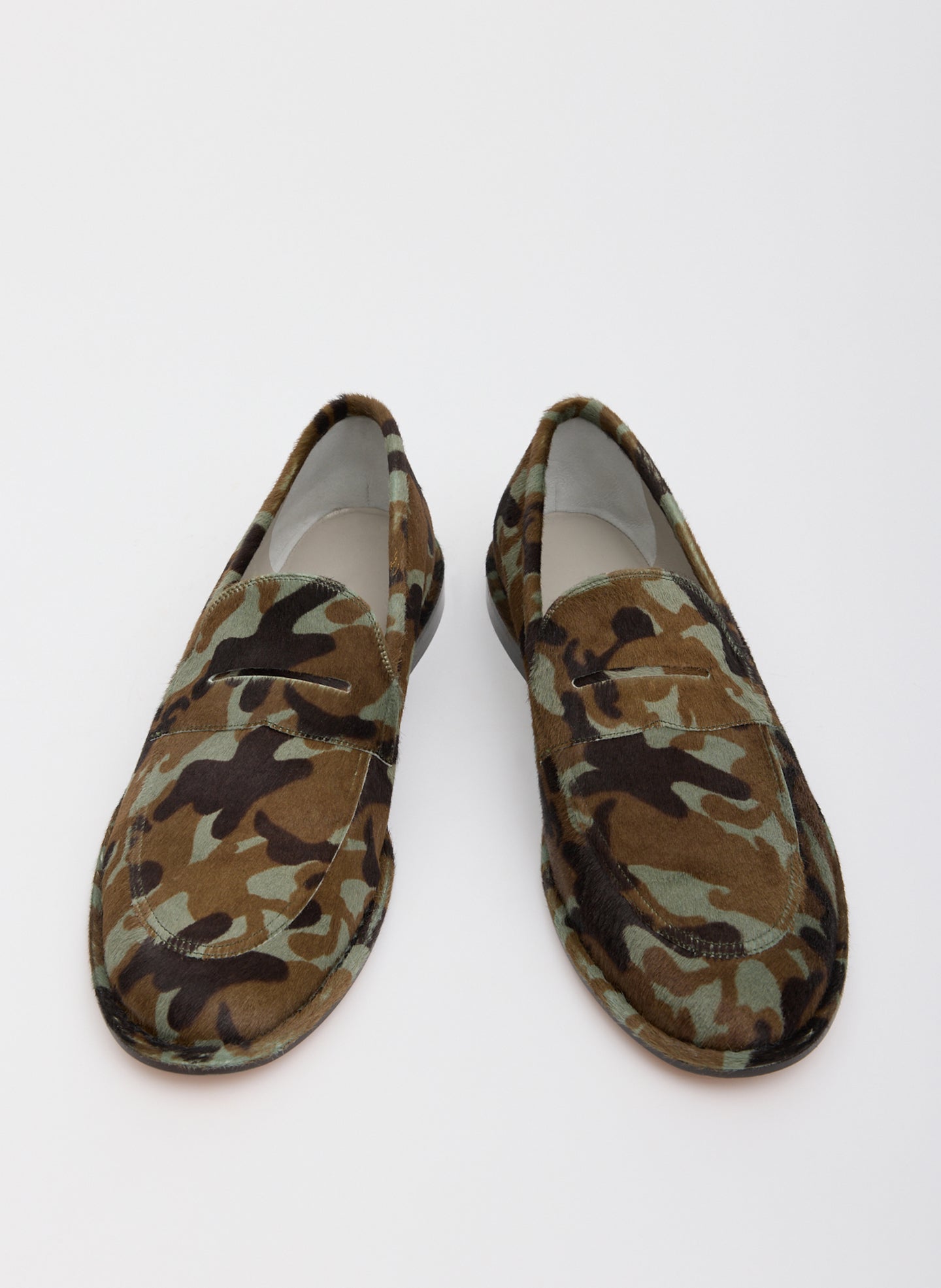 Green Camouflage printed calf hair Herbert Loafer - front