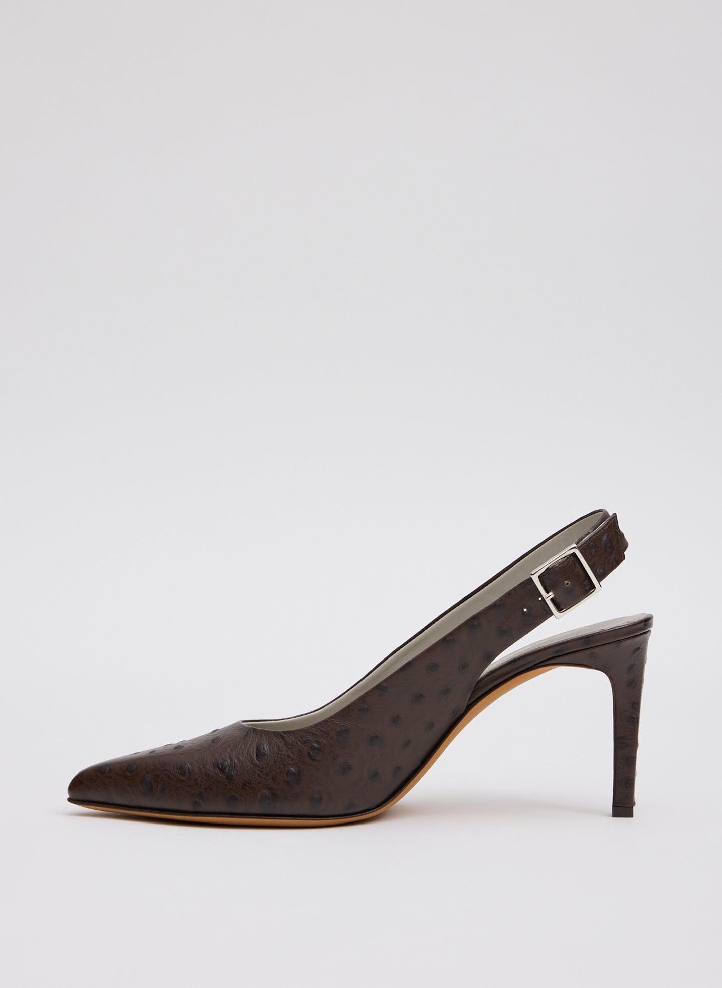 Dark Brown Ostrich Printed Reyner Pump - side view