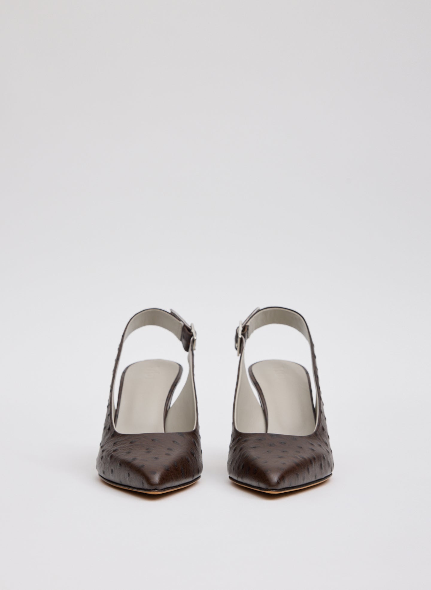 Dark Brown Ostrich Printed Reyner Pump - front view