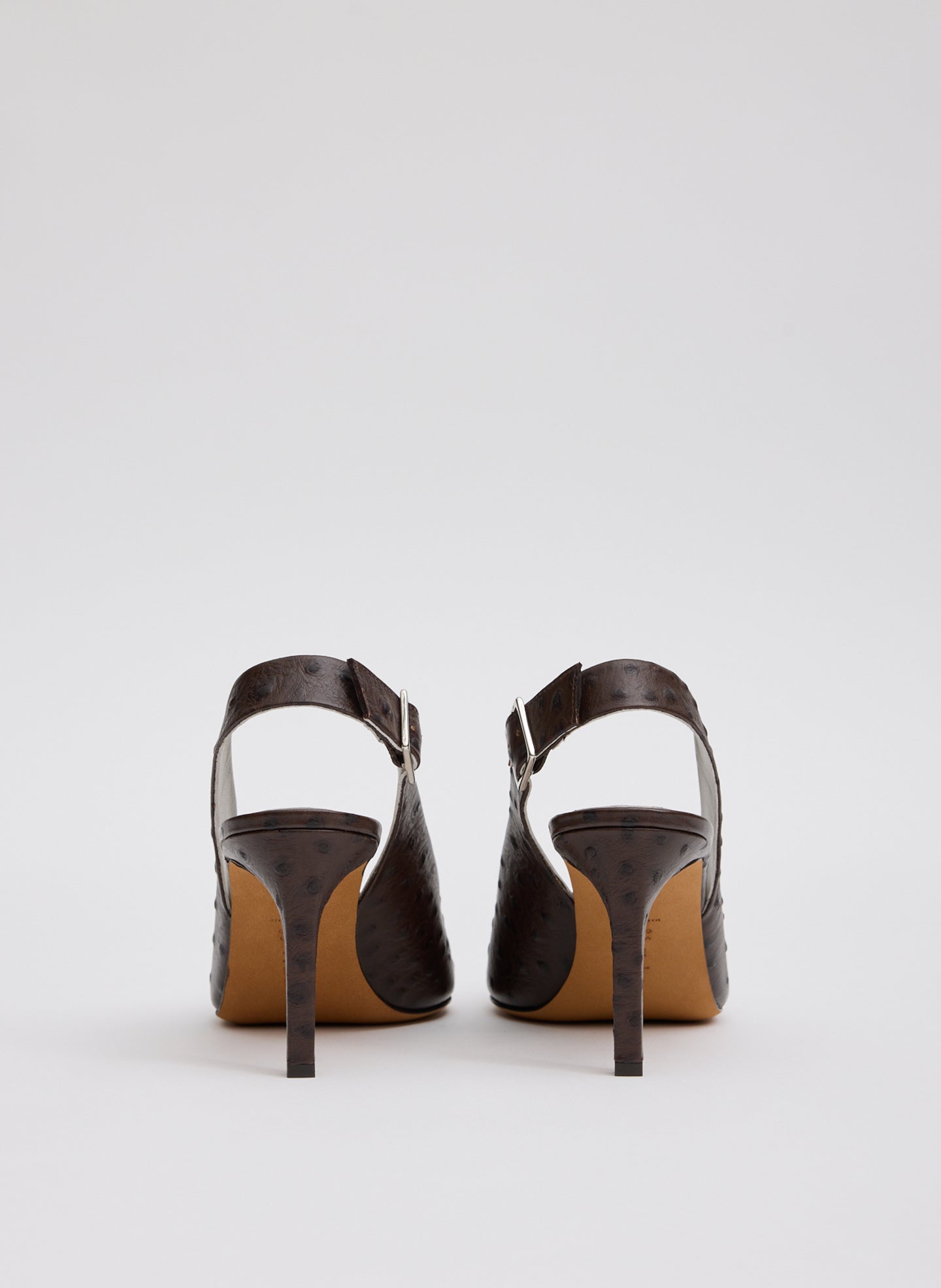 Dark Brown Ostrich Printed Reyner Pump - back view