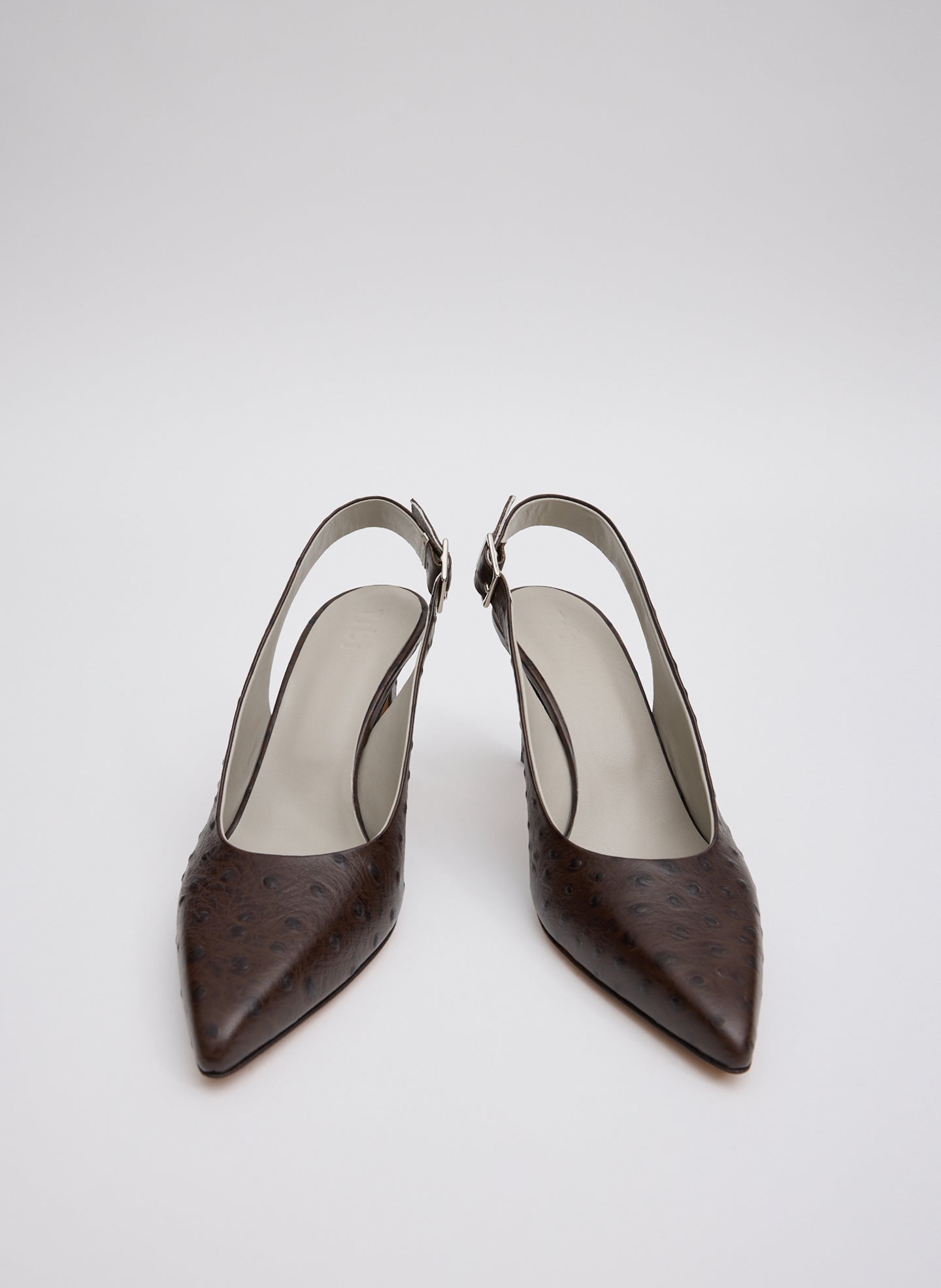 Dark Brown Ostrich Printed Reyner Pump - front view