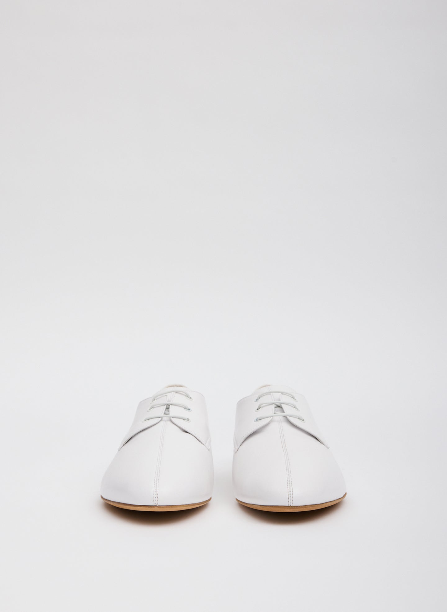 White Leather Oxford Flats - front view