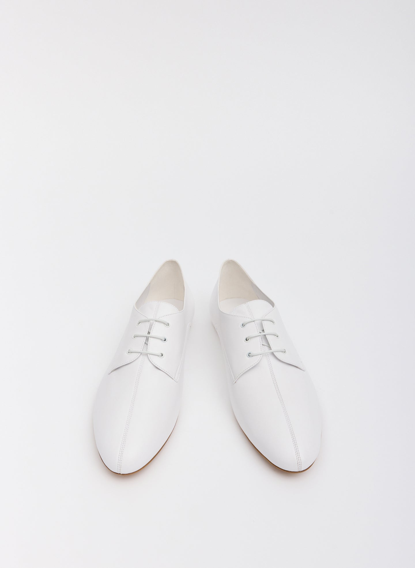 White Leather Oxford Flats - front view
