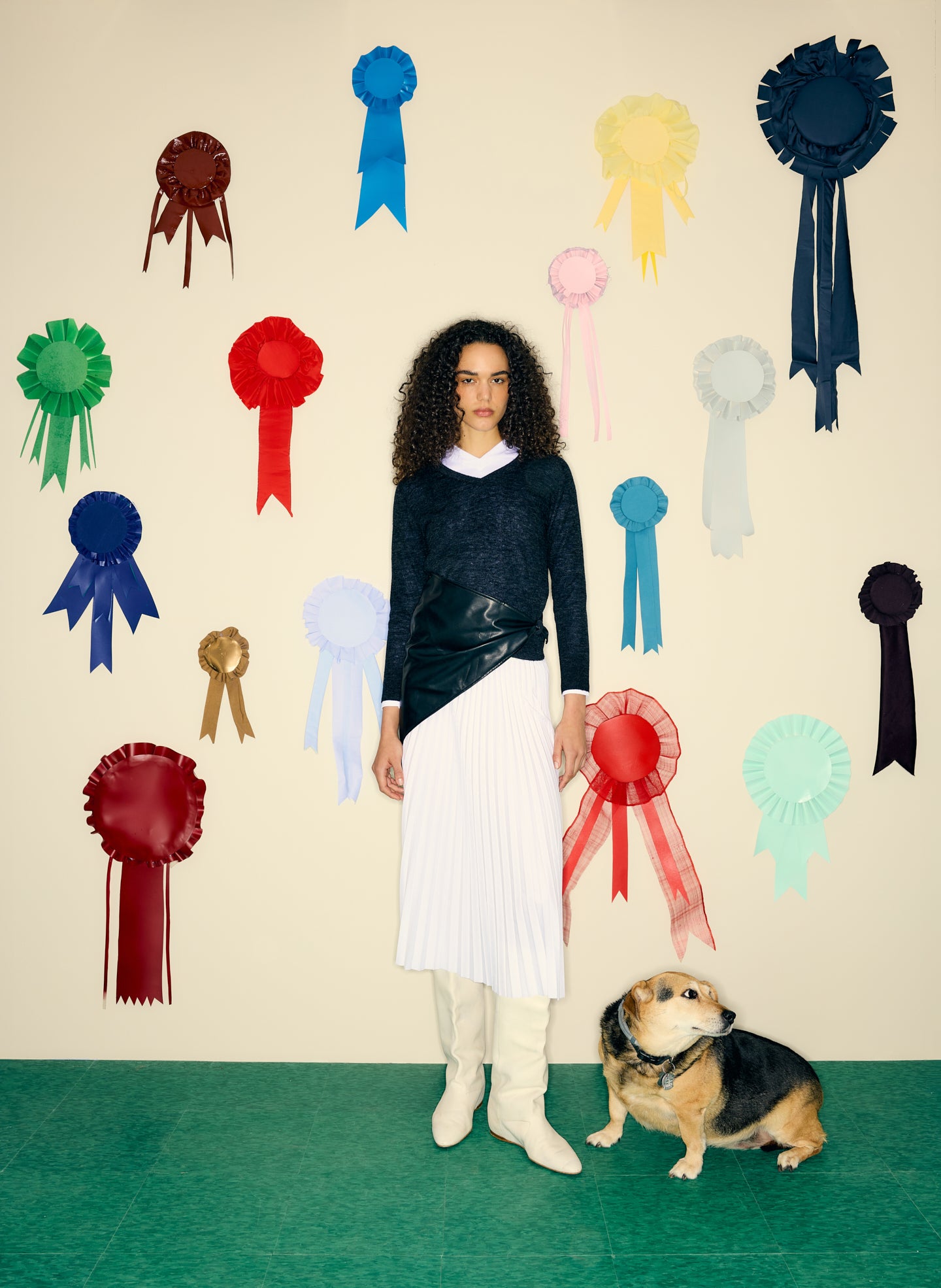 White Nylon Pleating Sunray Pull On Skirt - editorial campaign on model