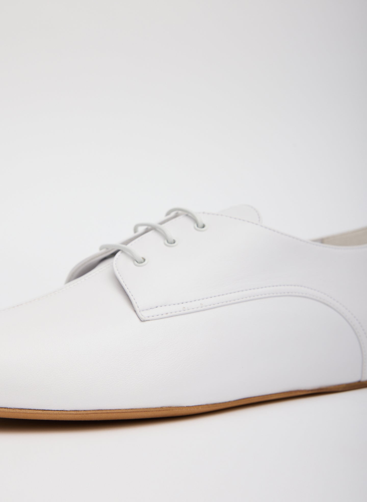 White Leather Oxford Flats - closeup of lace details