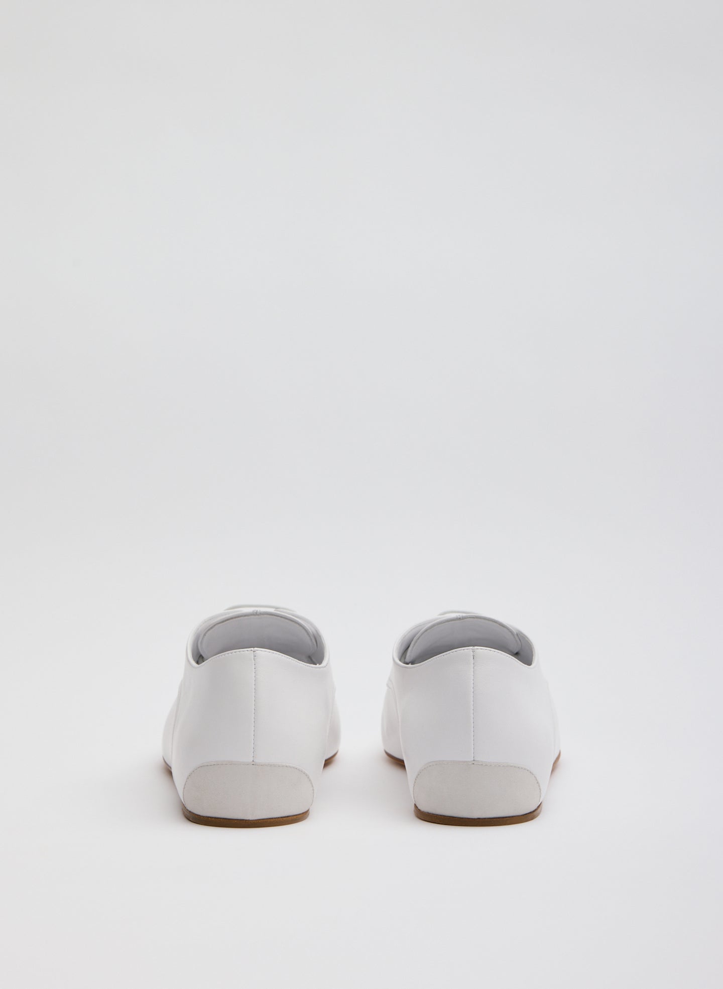 White Leather Oxford Flats - back view