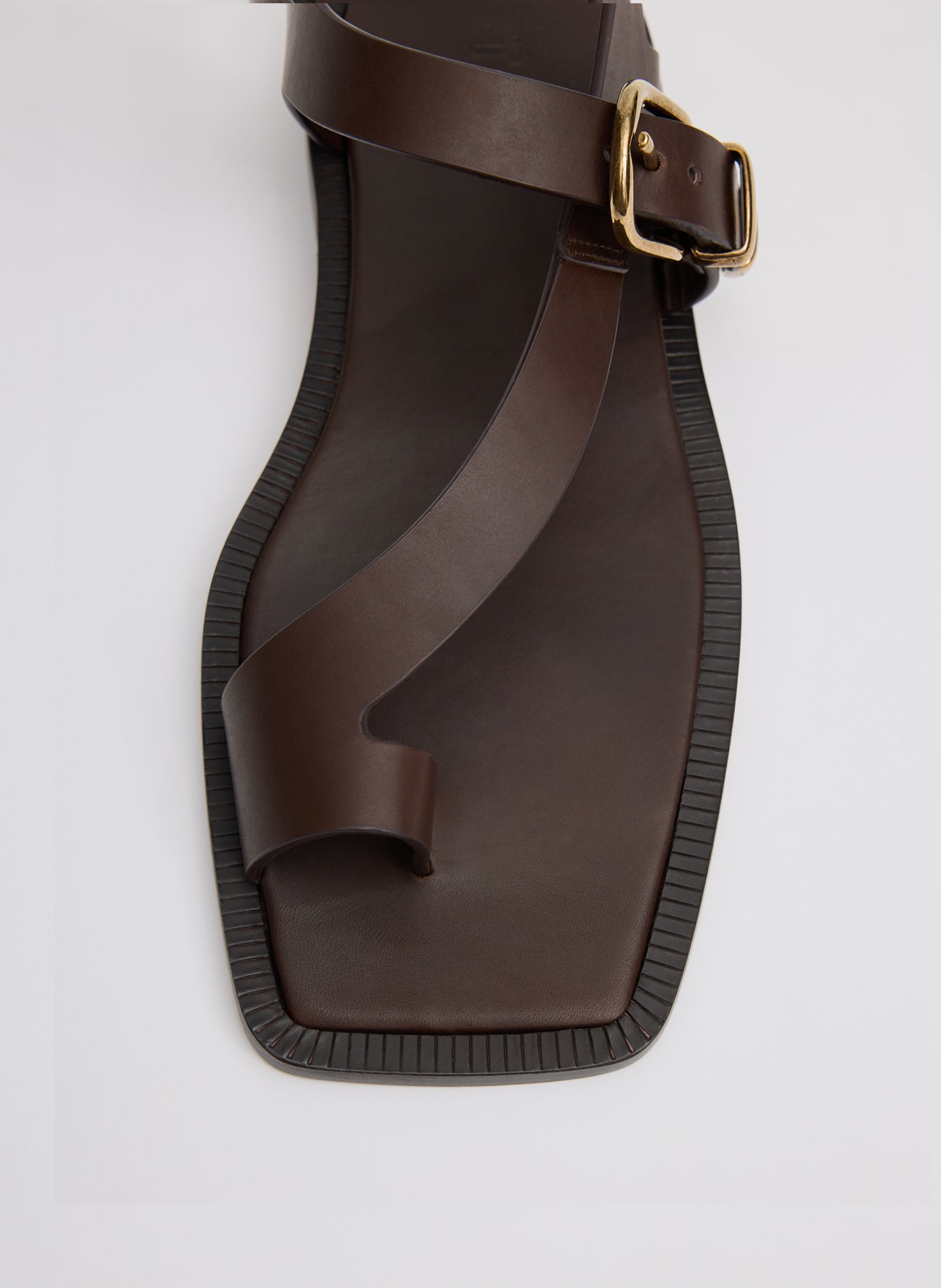 Dark Brown Karel Sandal - closeup of toe loop