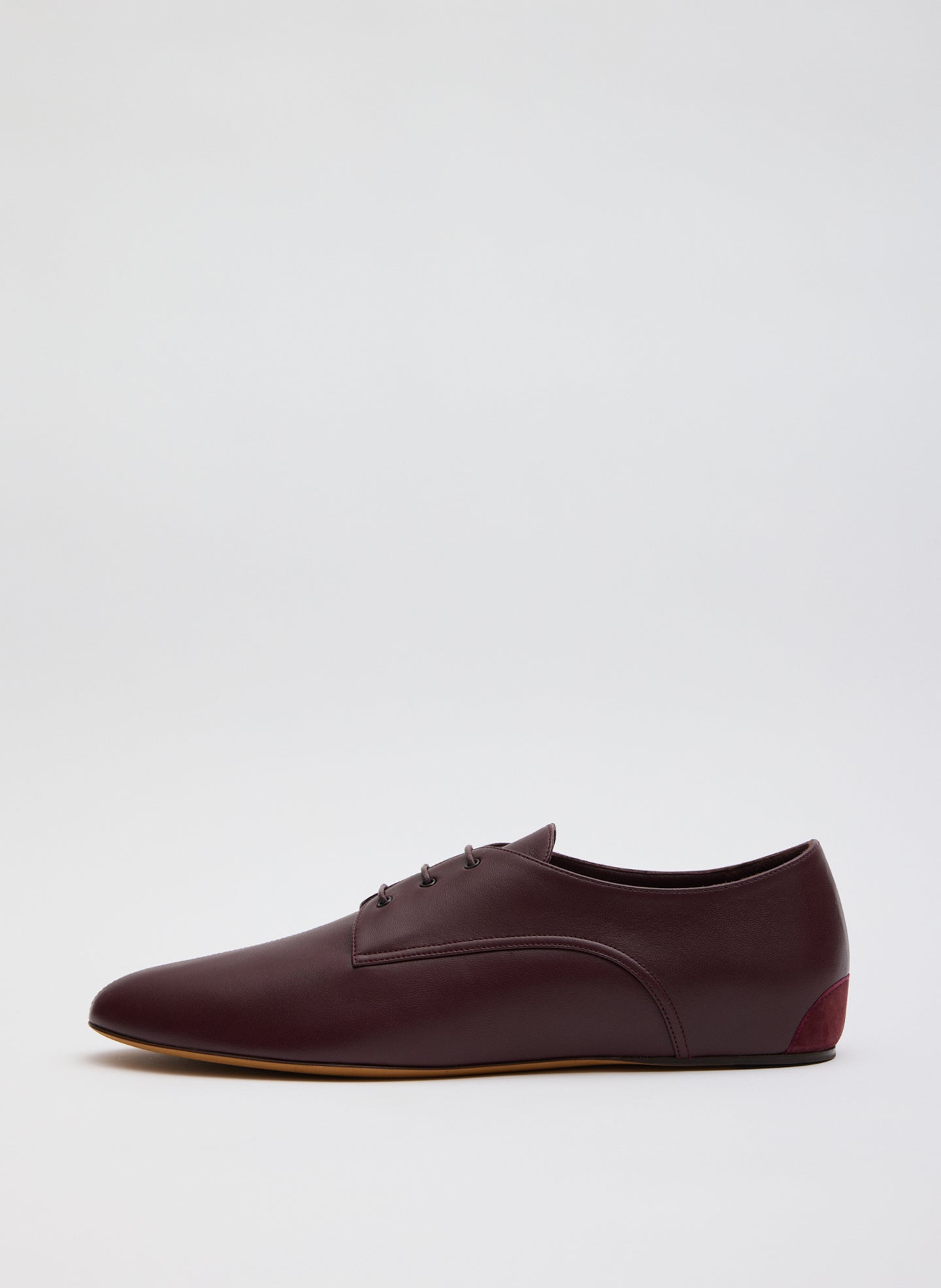 Burgundy Leather Oxford Flats - side view