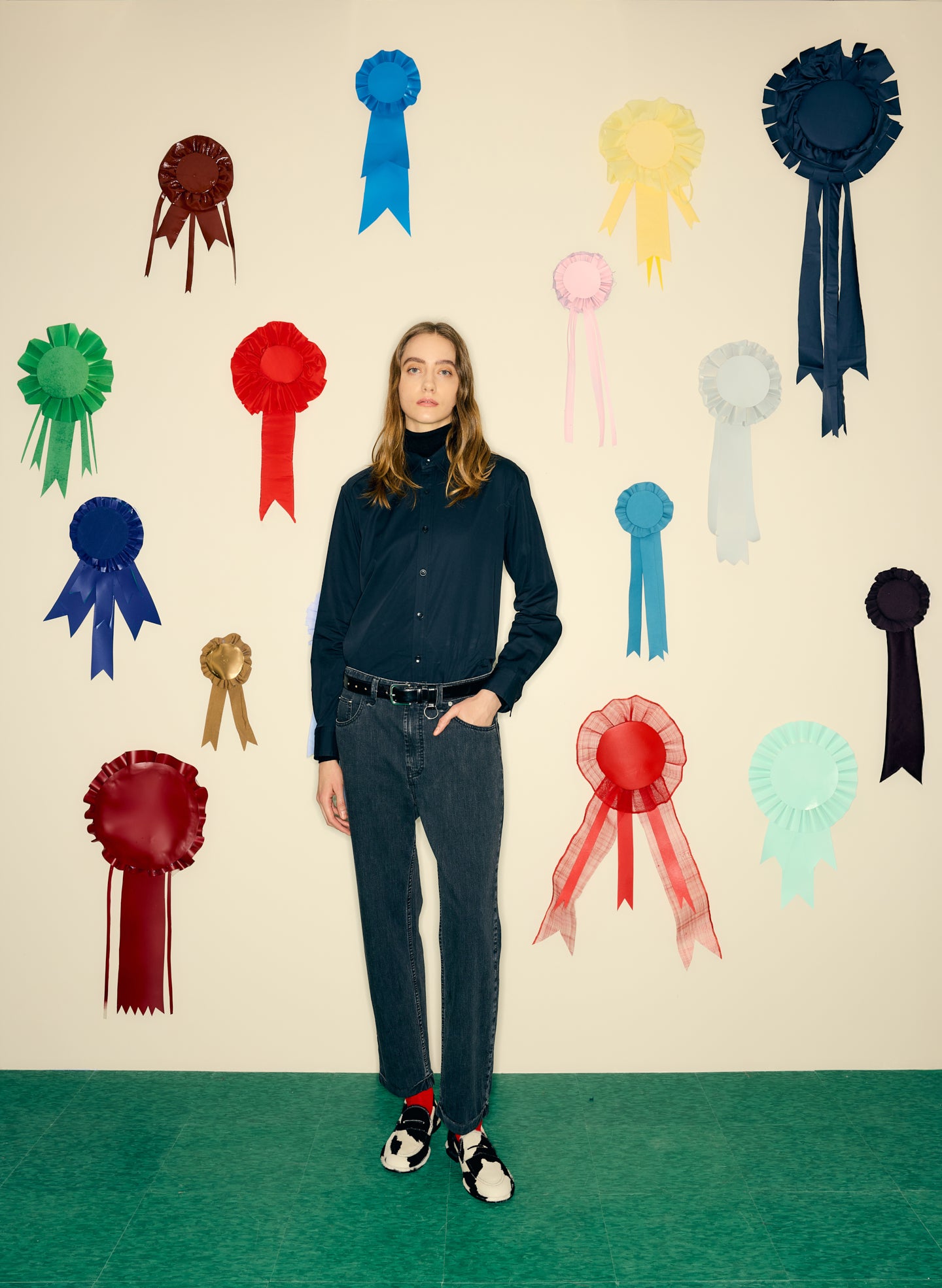 Black Mou Denim Clift Jean - editorial campaign, on model