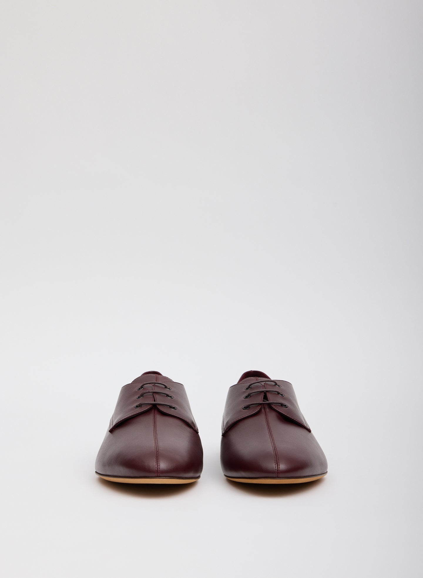 Burgundy Leather Oxford Flats - front view