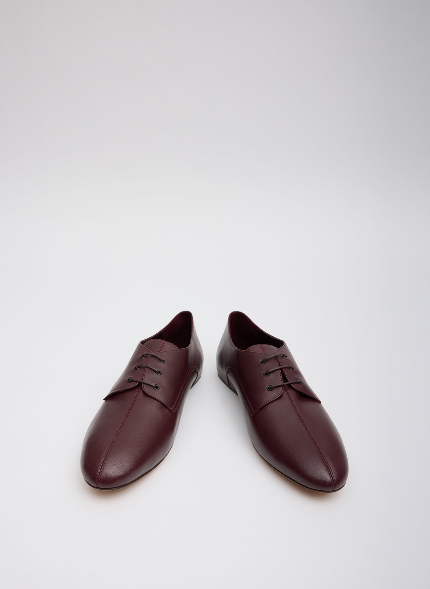 Burgundy Leather Oxford Flats - front view