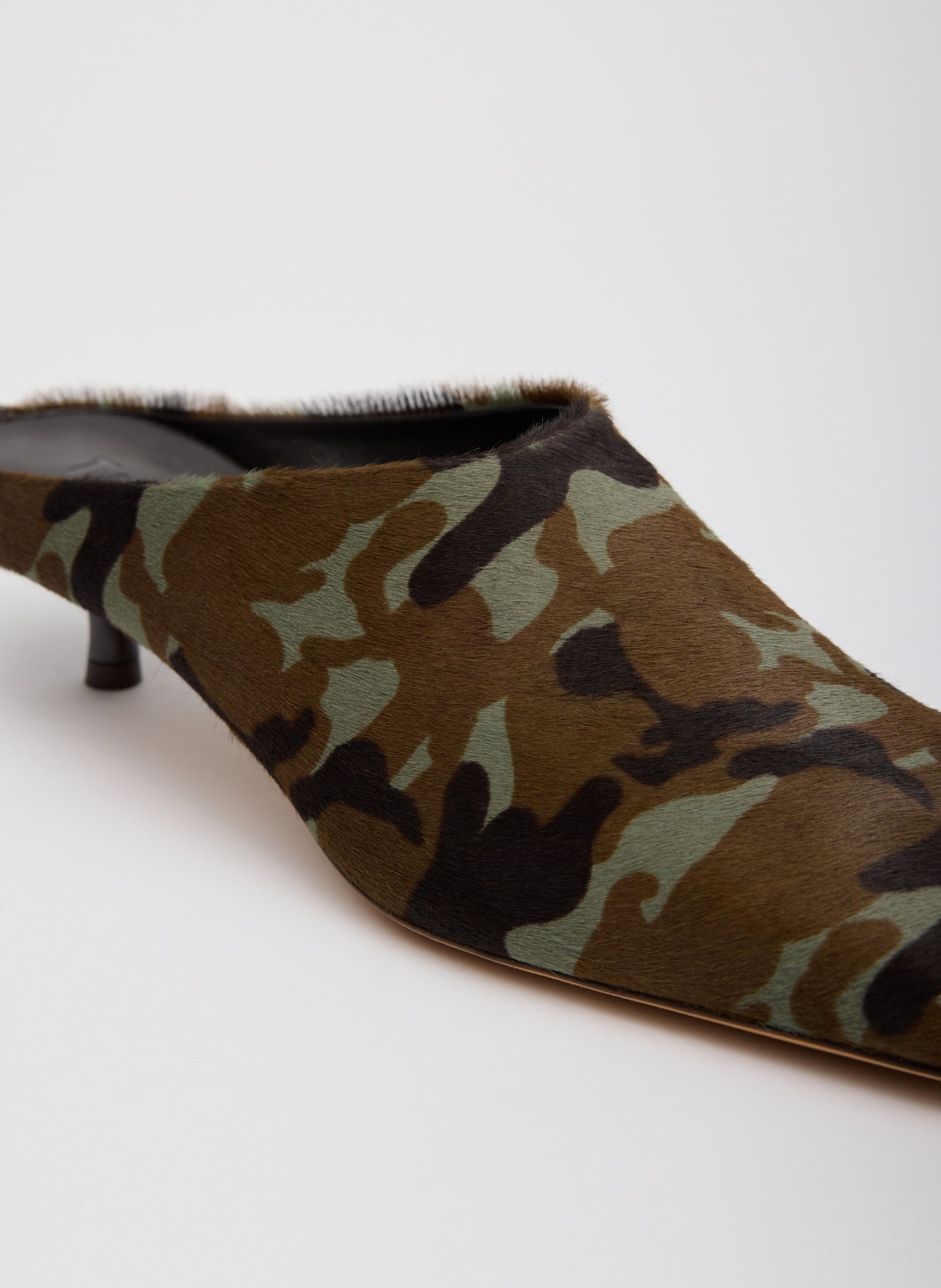 Camouflage Print Calf Hair Gwinnett Mule - detail shot
