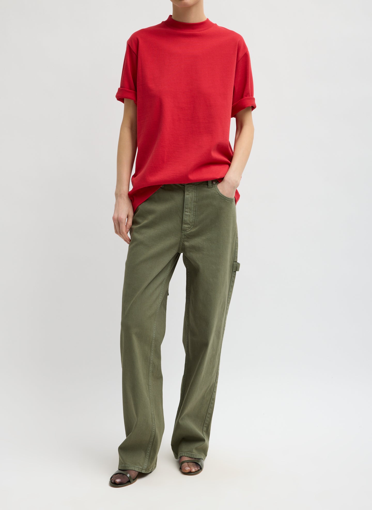 Red Perfect Unisex T-Shirt - full look, front view on model