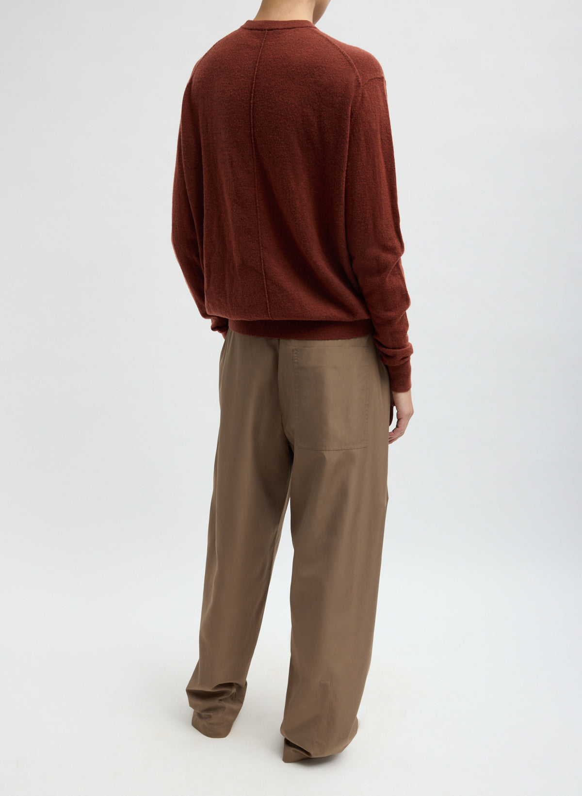 Dark Stone Spring Nylon Winslow Pant - barrel leg lounge pant, back view on model